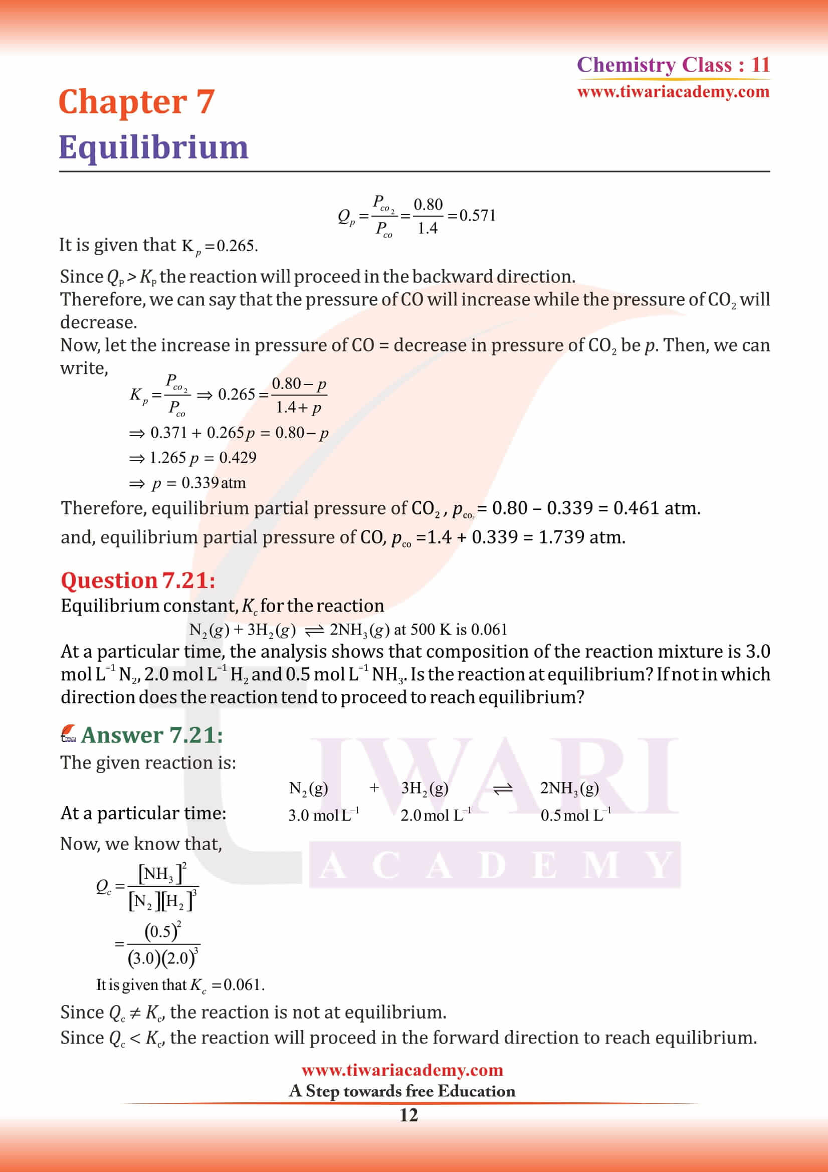 NCERT Solutions for Class 11 Chemistry Chapter 7 important questions