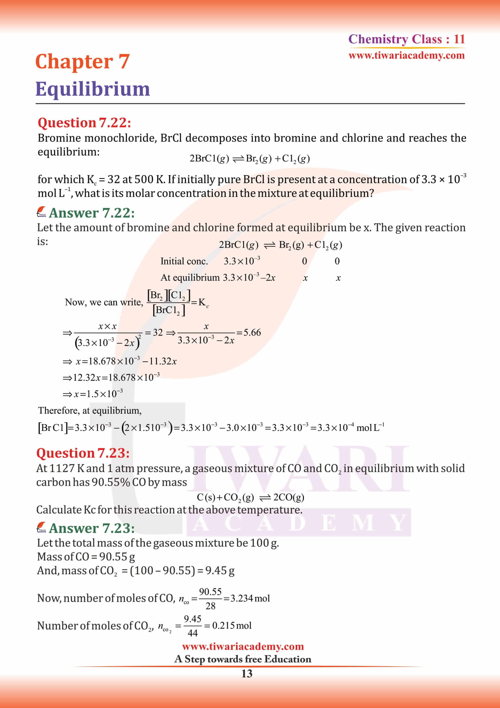 NCERT Solutions for Class 11 Chemistry Chapter 7 PDF