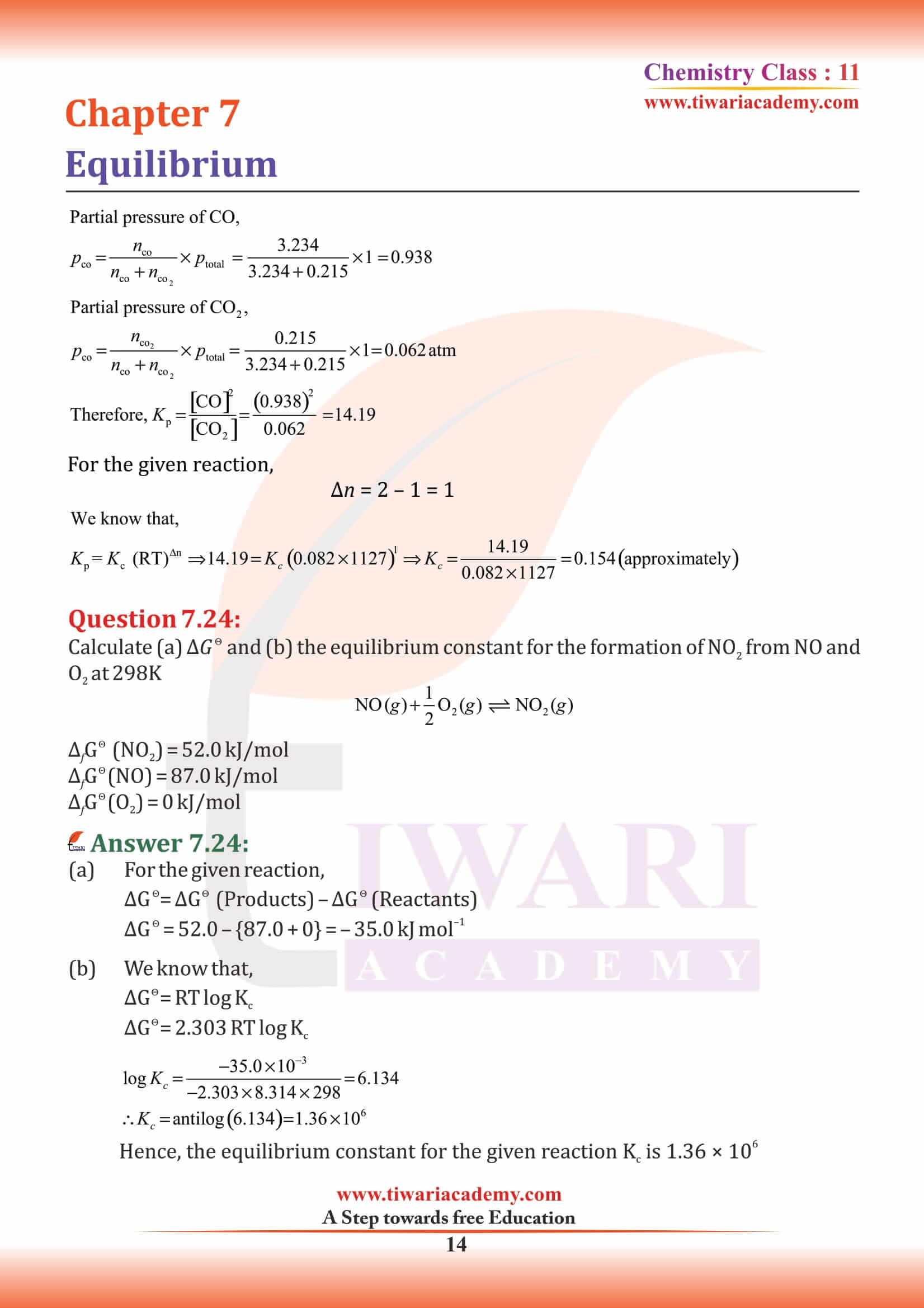 NCERT Solutions for Class 11 Chemistry Chapter 7 PDF download