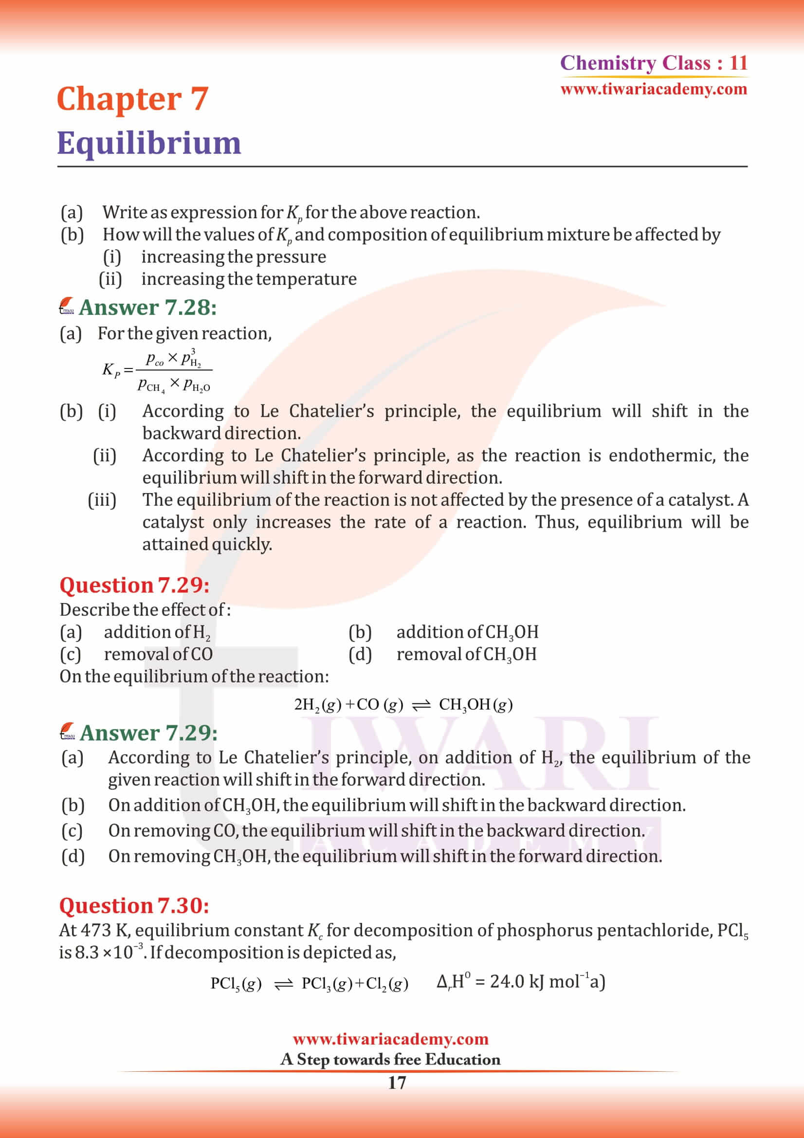 Class 11 Chemistry Chapter 7 Solutions
