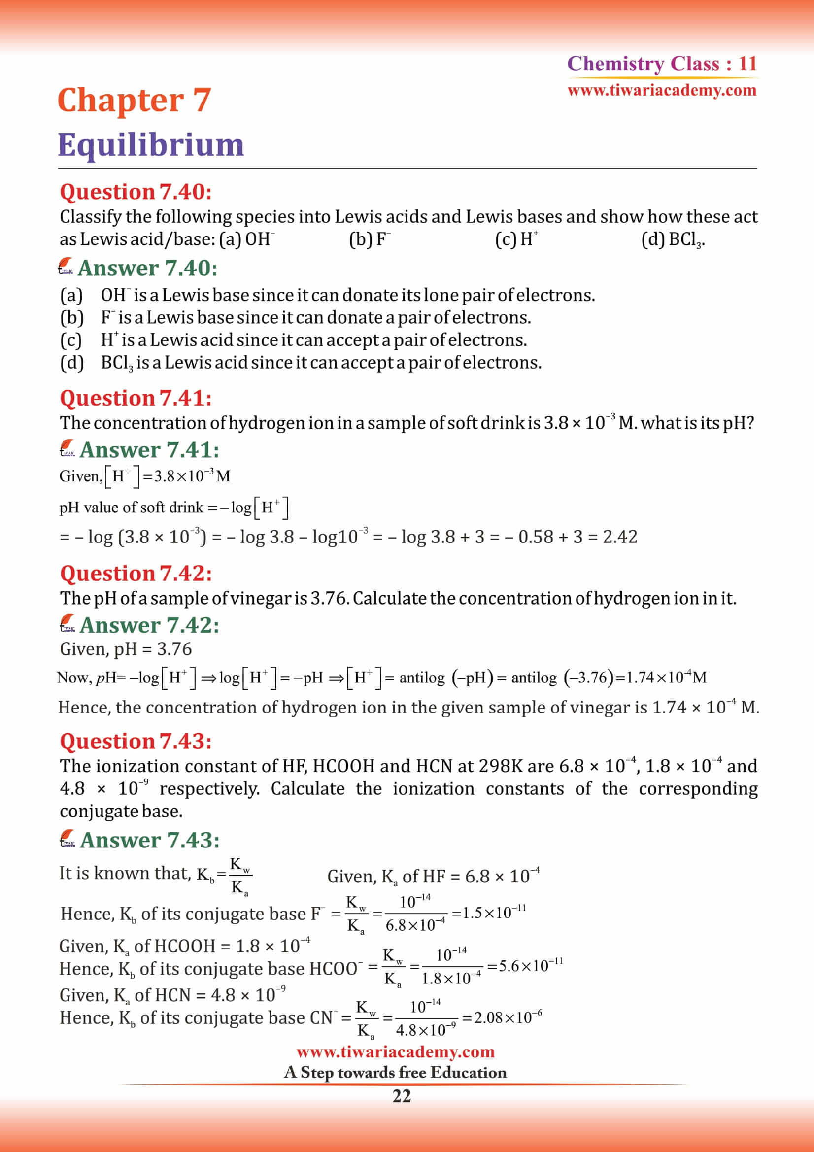 Class 11 Chemistry Chapter 7 NCERT Solutions Extra questions