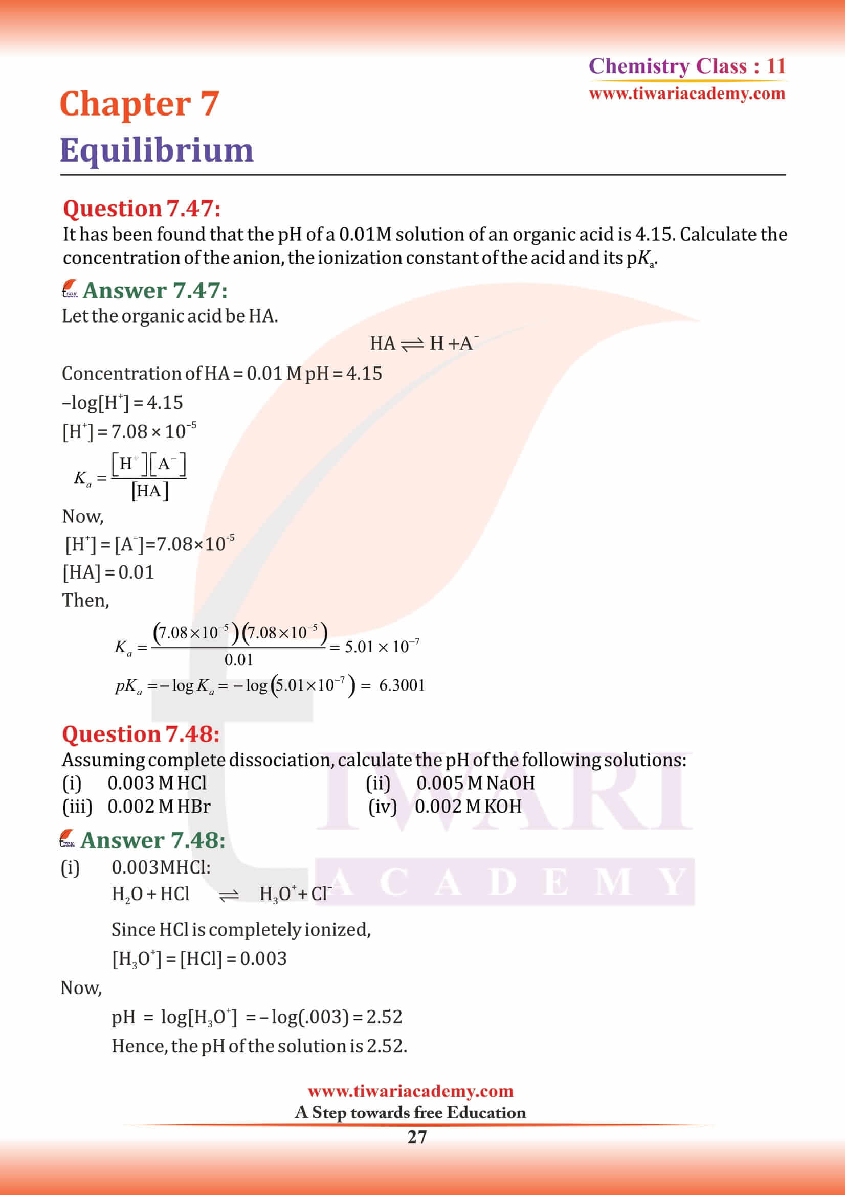 11th Chemistry Chapter 7 NCERT Solutions