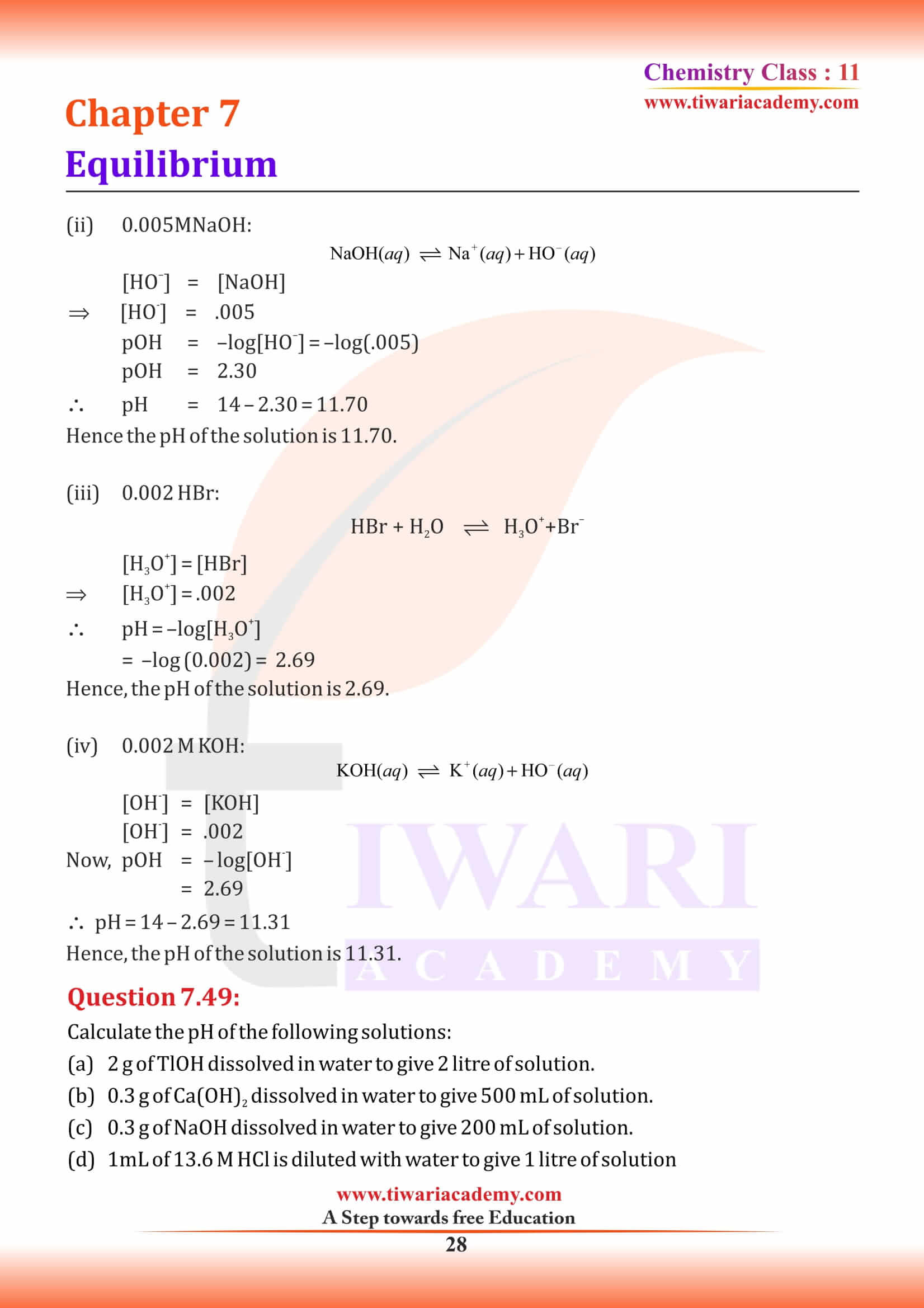 11th Chemistry Chapter 7 MCQ