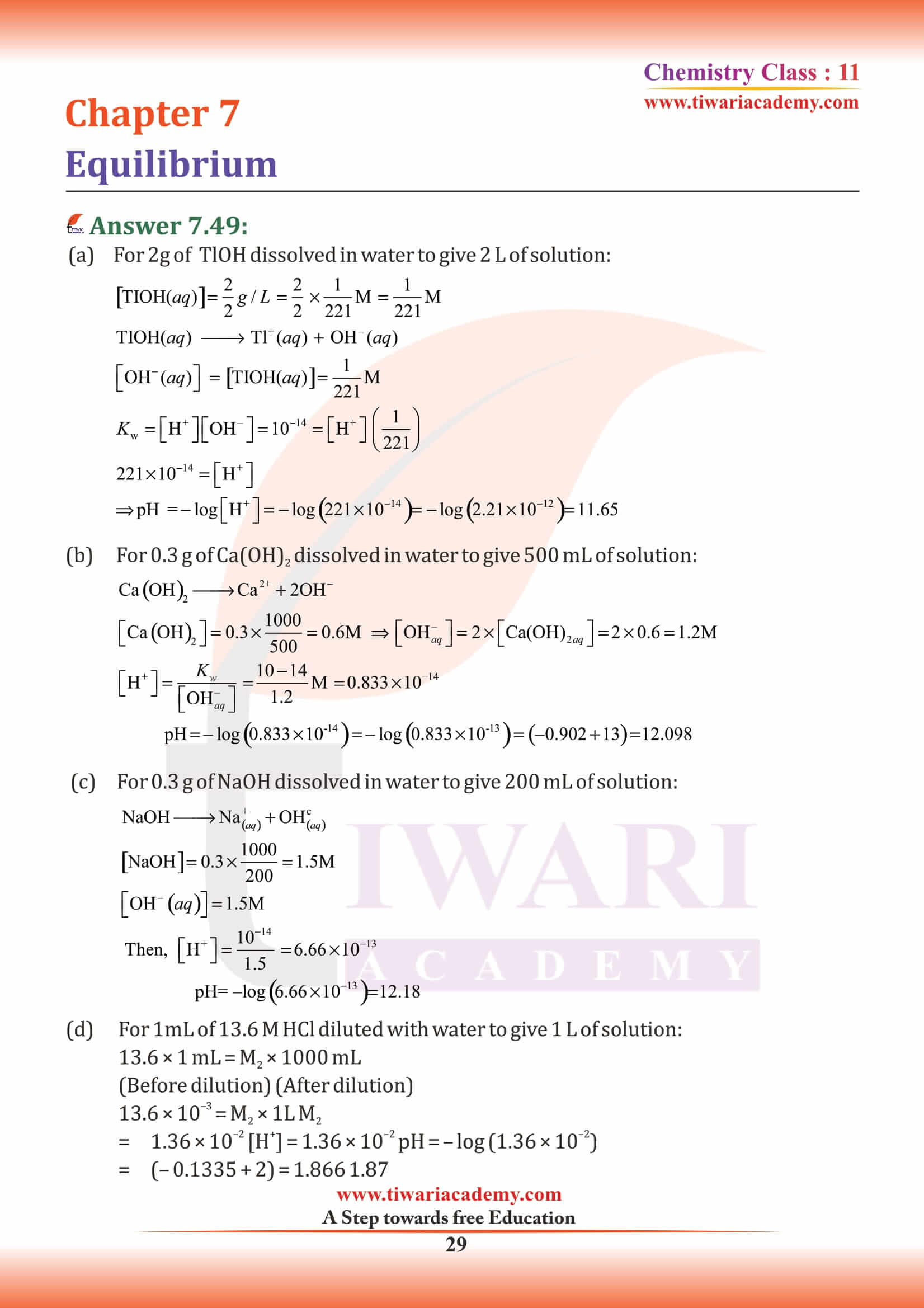 11th Chemistry Chapter 7 Question answers