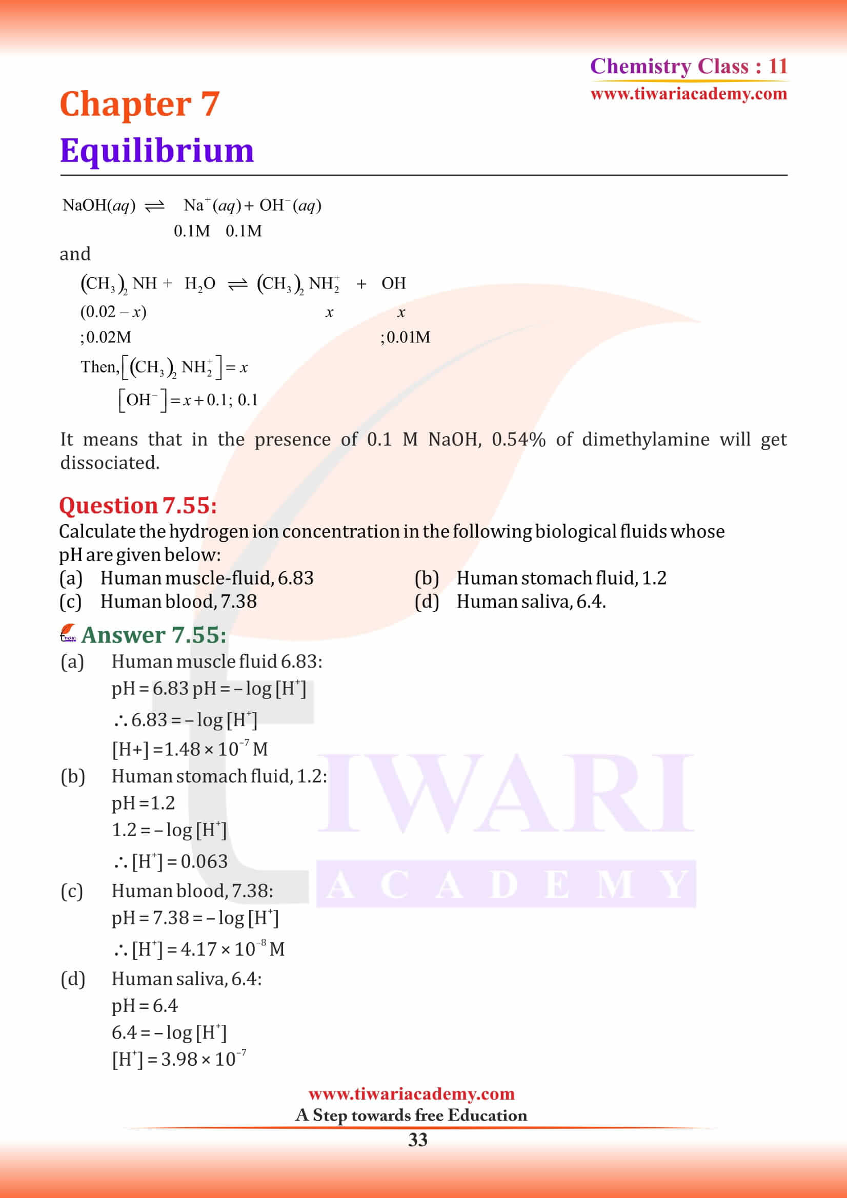 11th Chemistry Chapter 7 extra question answers