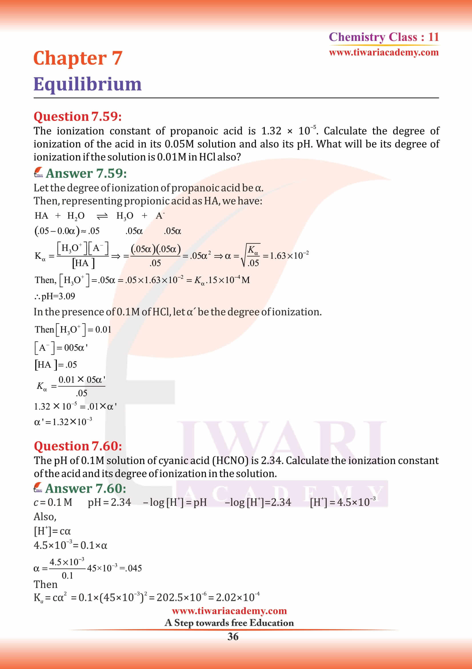 11th Chemistry Chapter 7 QA