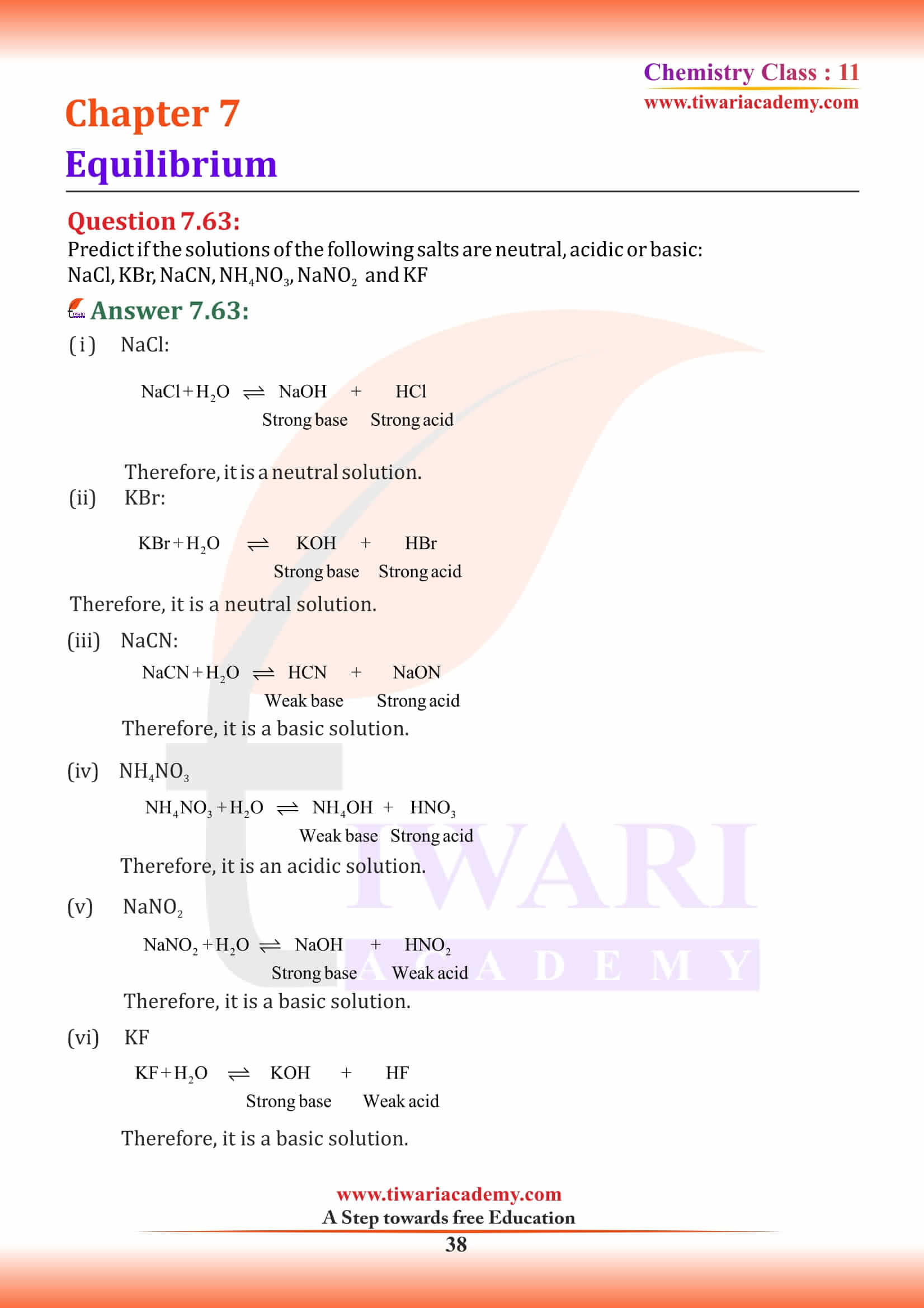 11th Chemistry Chapter 7 in English Medium answers