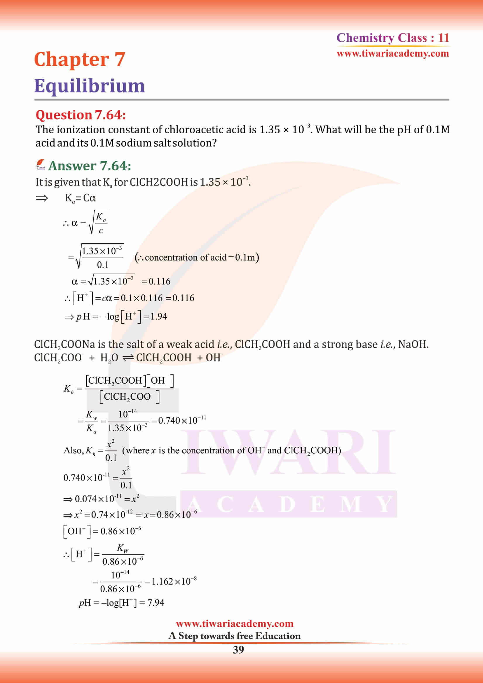 11th Chemistry Chapter 7 sols in PDF