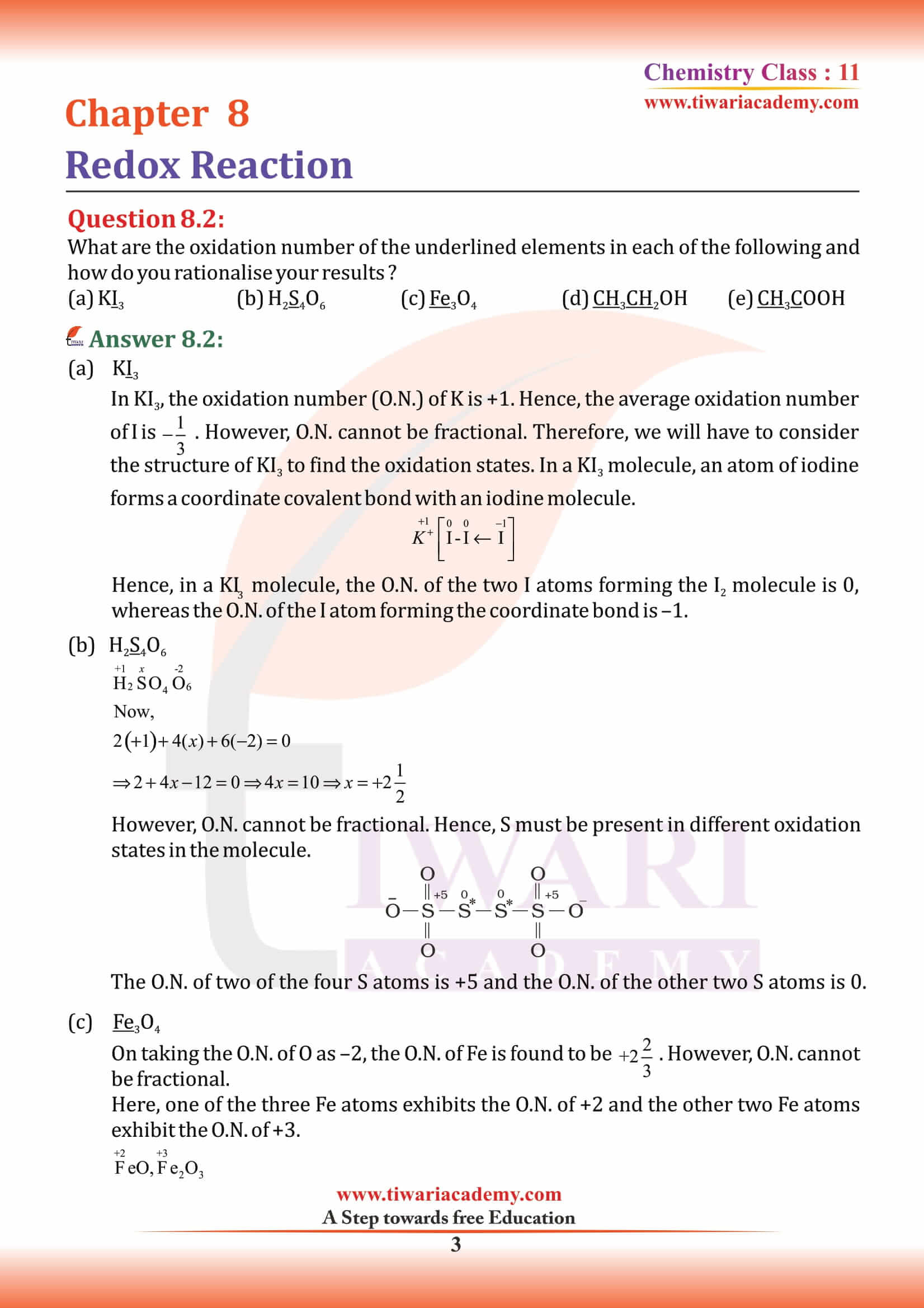 NCERT Solutions for Class 11 Chemistry Chapter 8 in English Medium