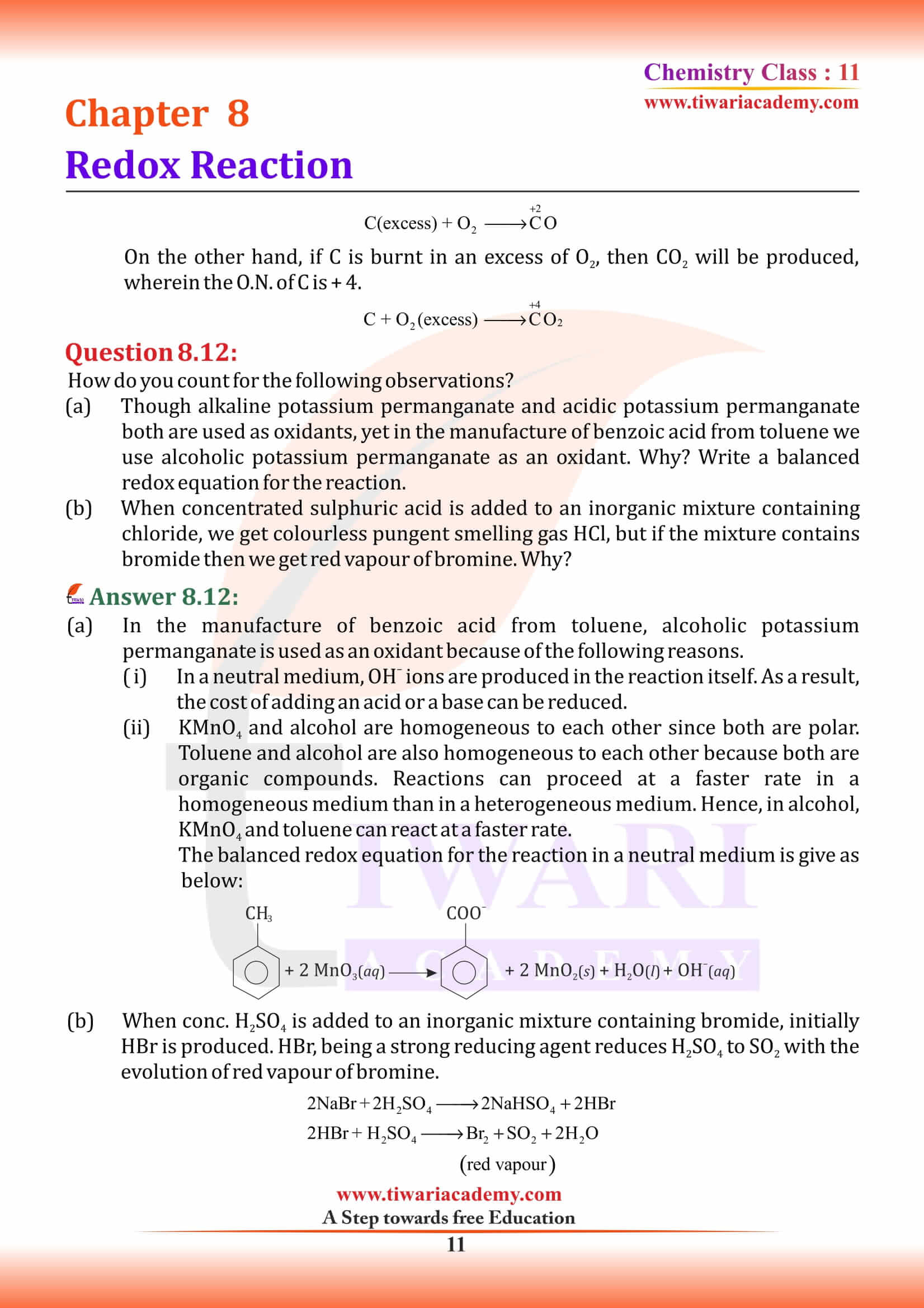 NCERT Solutions for Class 11 Chemistry Chapter 8 Important Questions answers