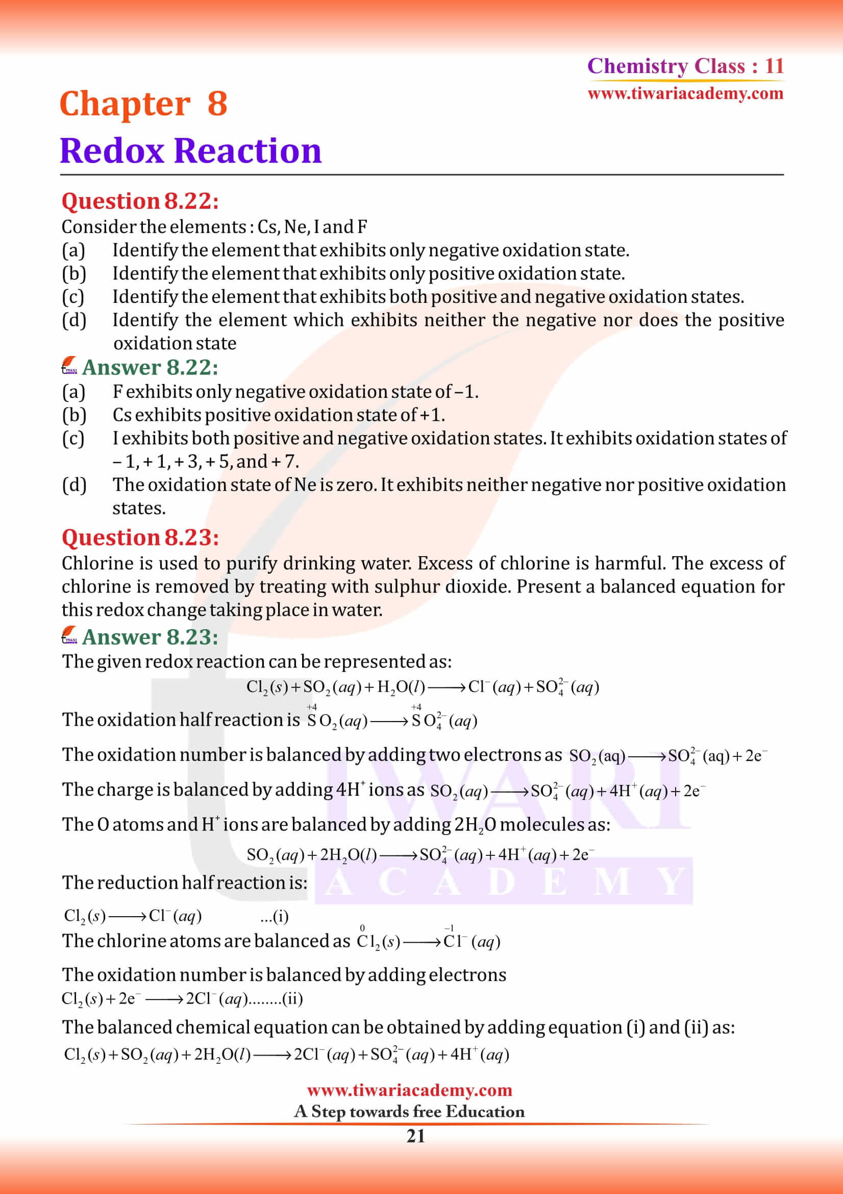 Class 11 Chemistry Chapter 8 answers