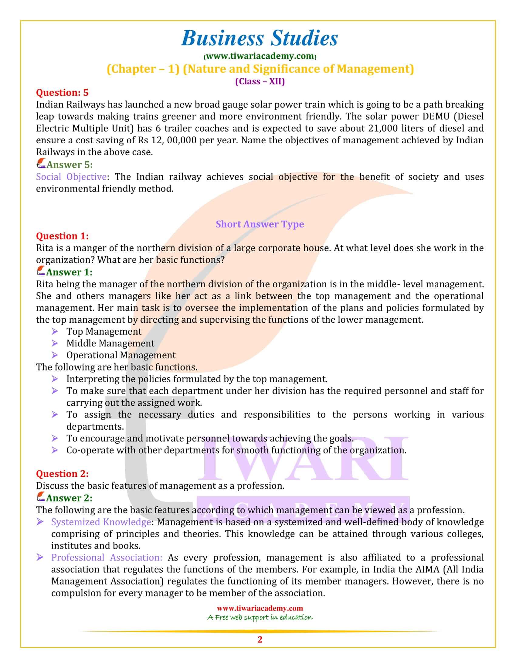 NCERT Solutions for Class 12 Business Studies Chapter 1