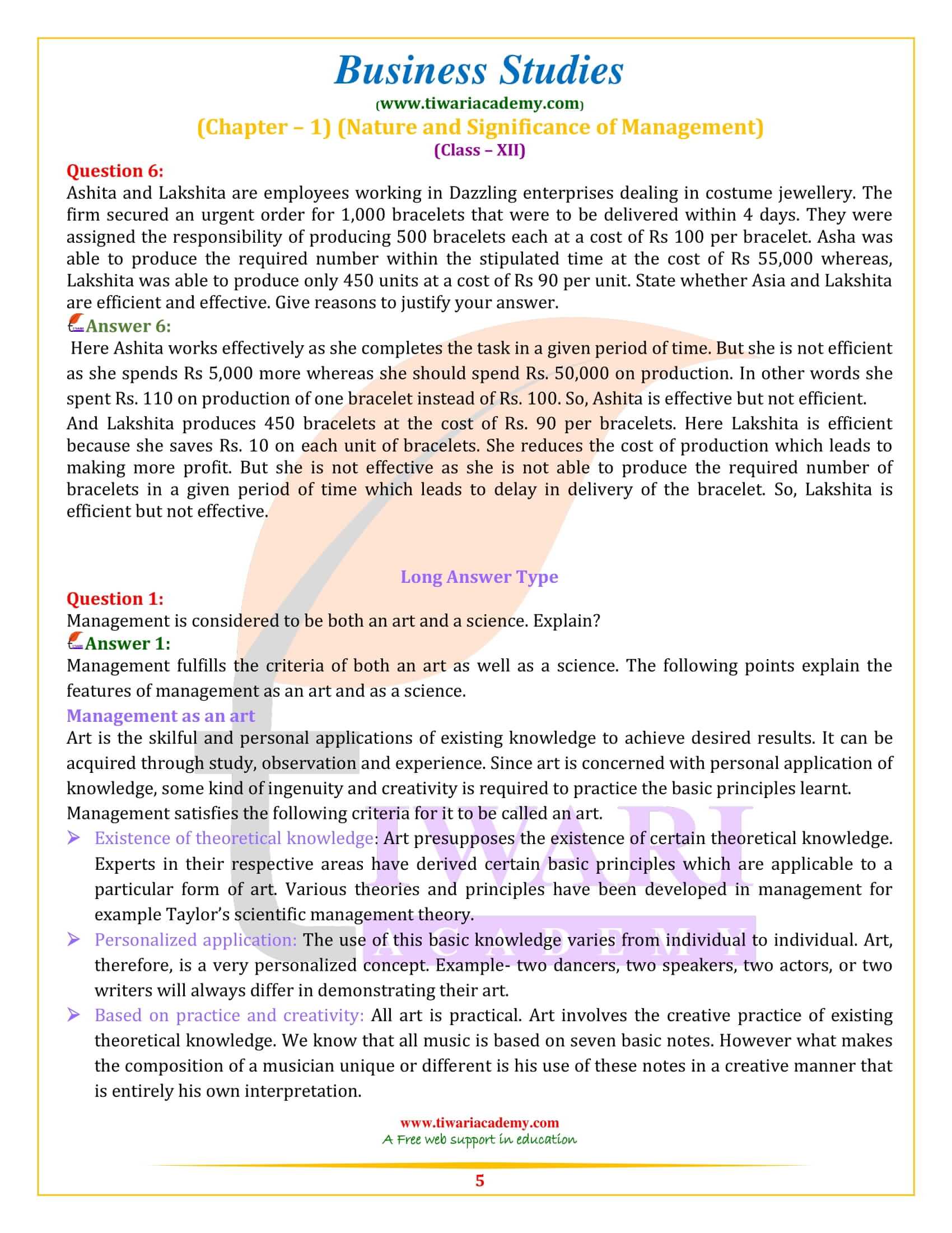 NCERT Solutions for Class 12 Business Studies Chapter 1 free download