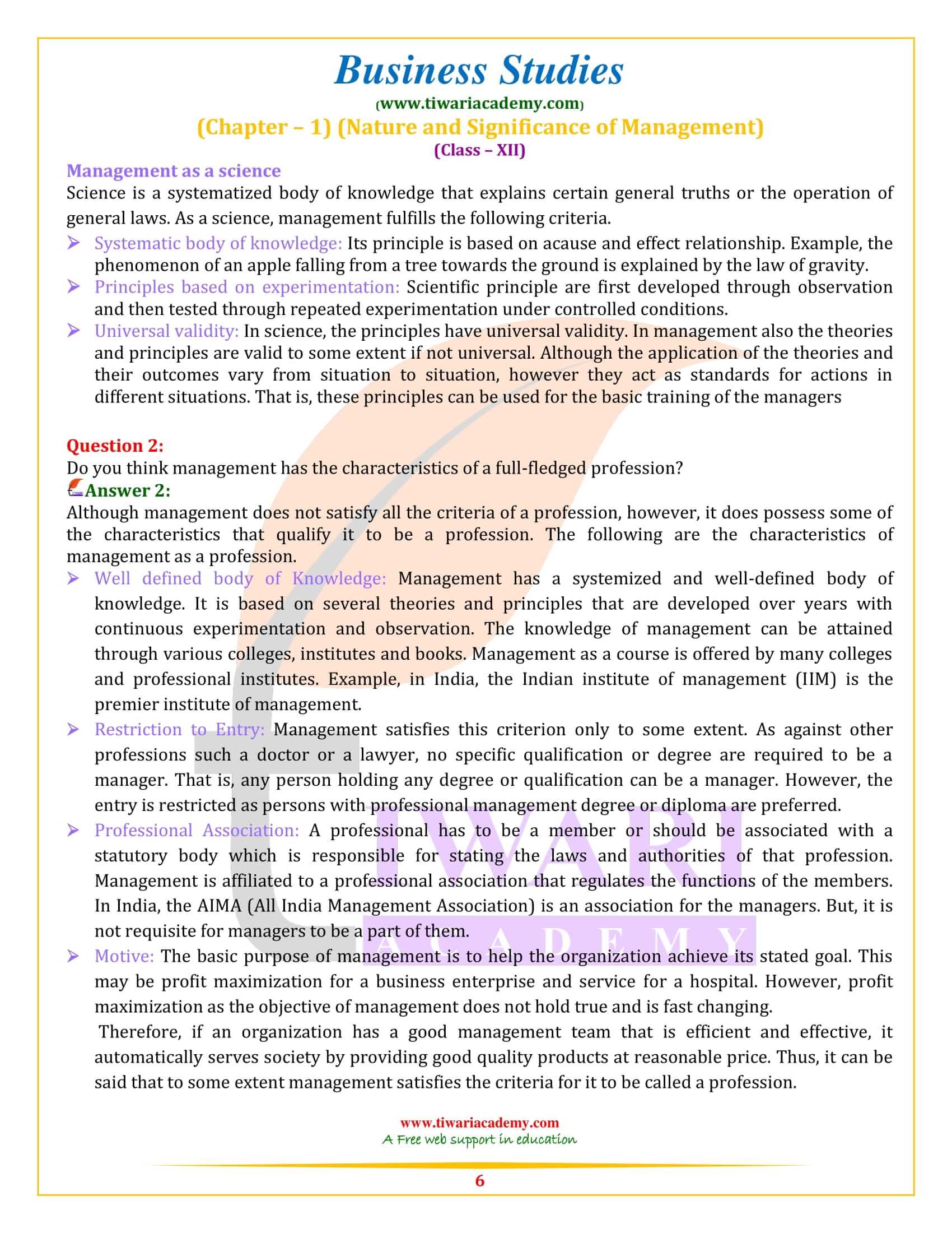 NCERT Solutions for Class 12 Business Studies Chapter 1 Q A