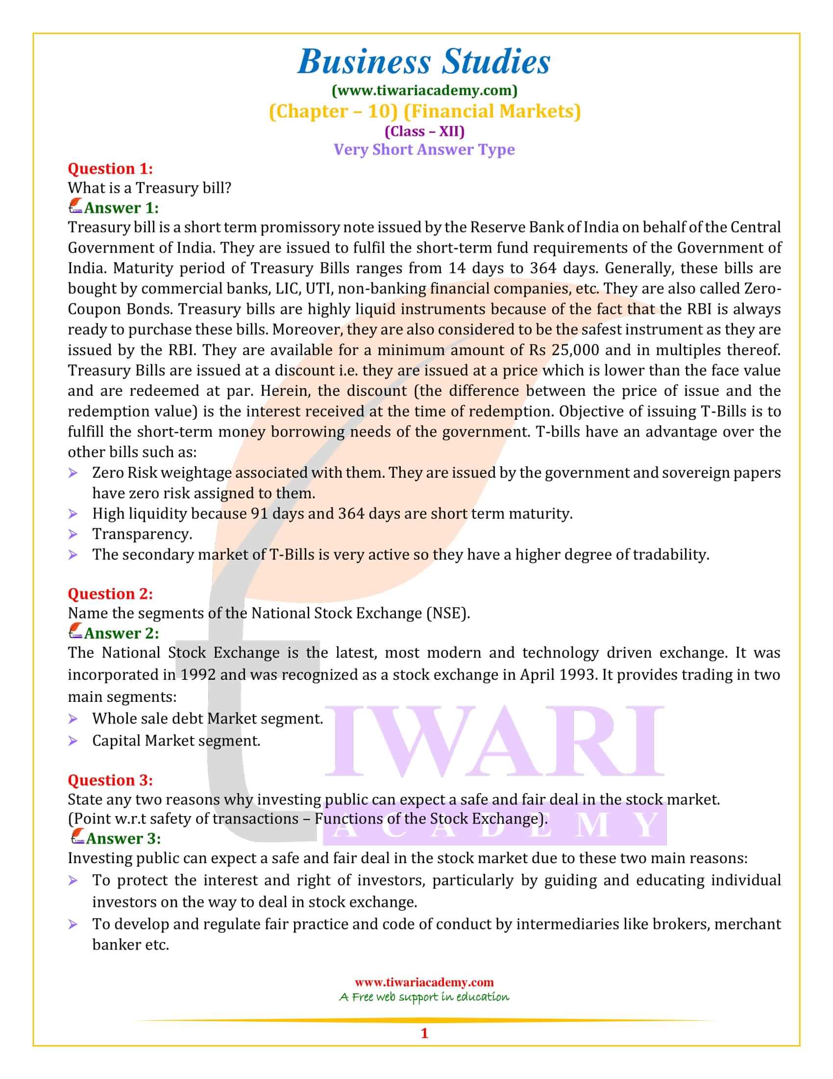 NCERT Solutions for Class 12 Business Studies Chapter 10