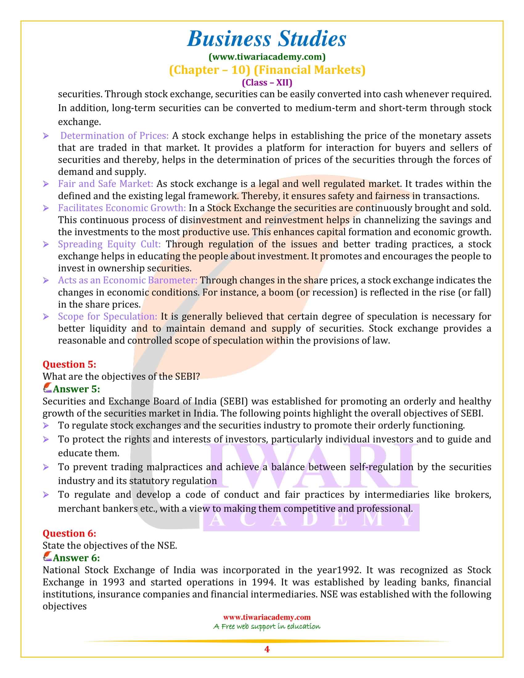 NCERT Solutions for Class 12 Business Studies Chapter 10 in English Medium