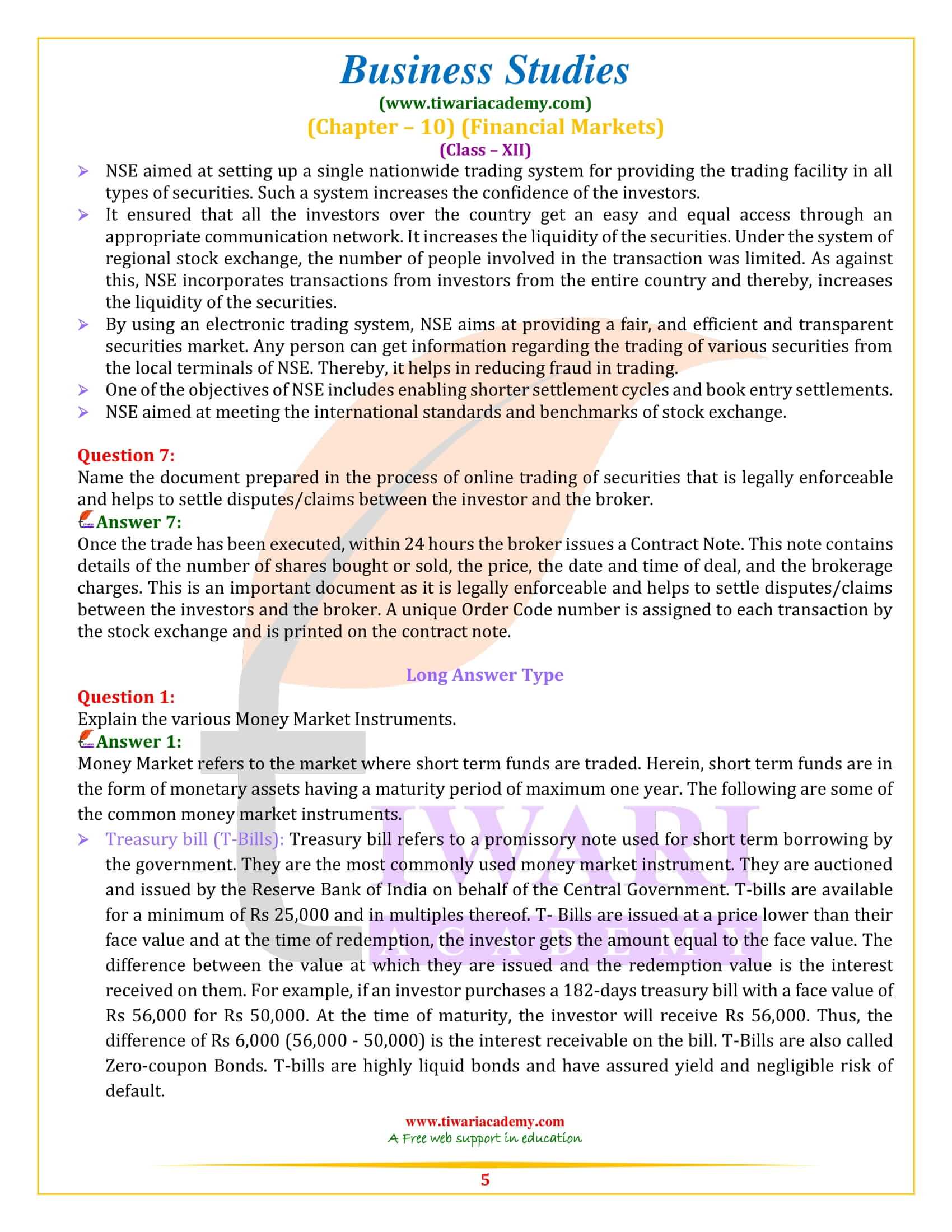NCERT Solutions for Class 12 Business Studies Chapter 10 very short answers type questions