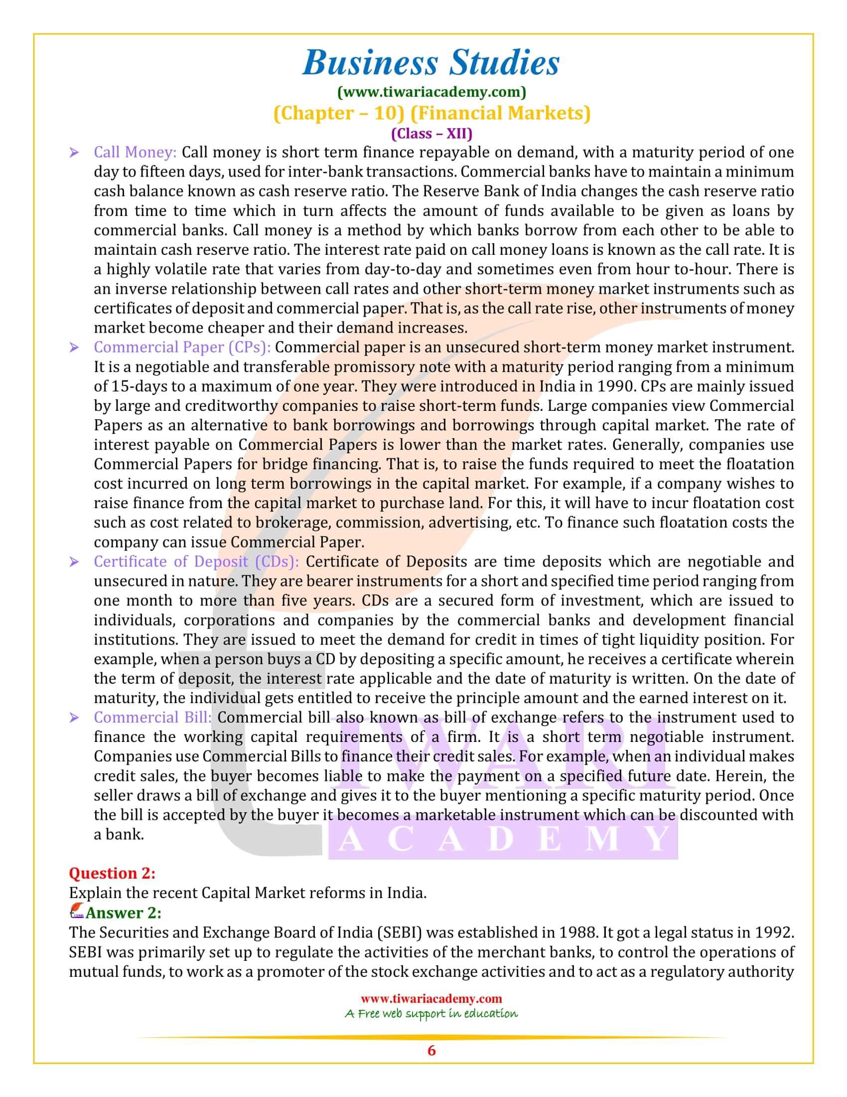 NCERT Solutions for Class 12 Business Studies Chapter 10 short answer type question