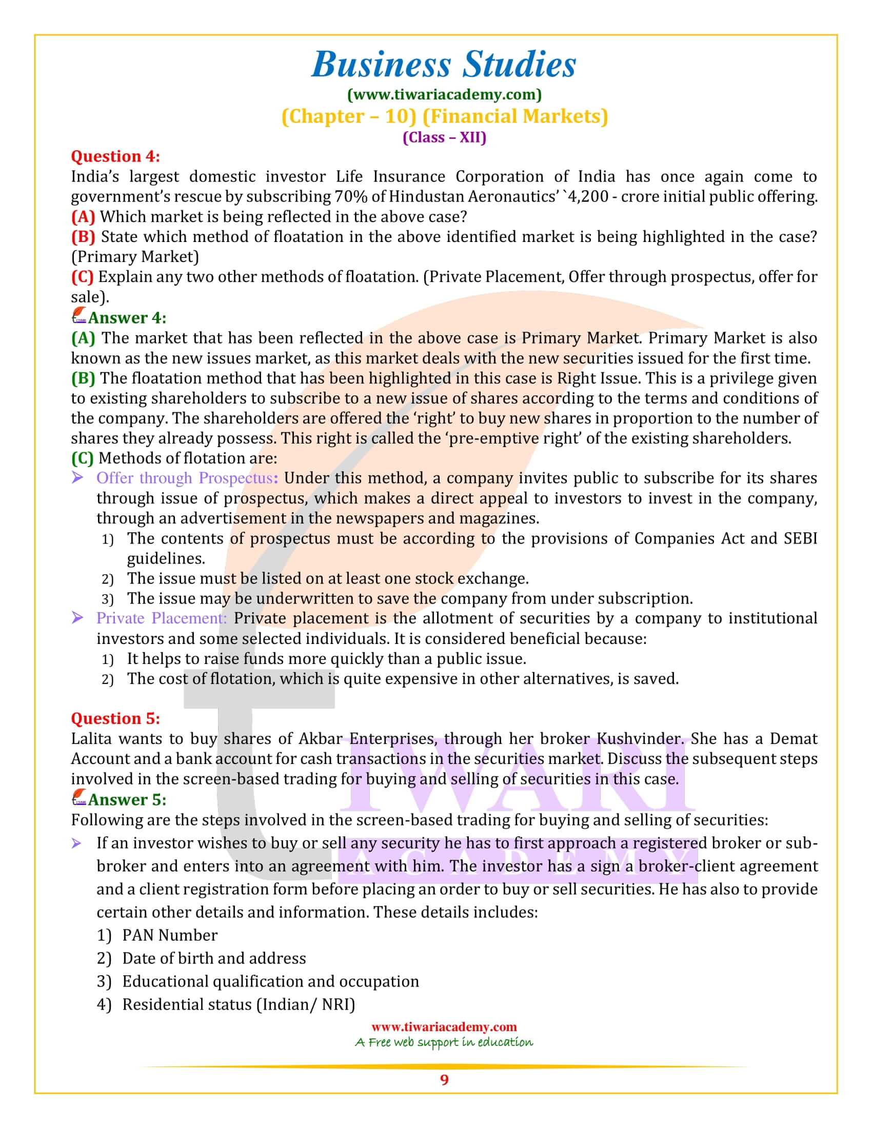NCERT Solutions for Class 12 Business Studies Chapter 10 updated