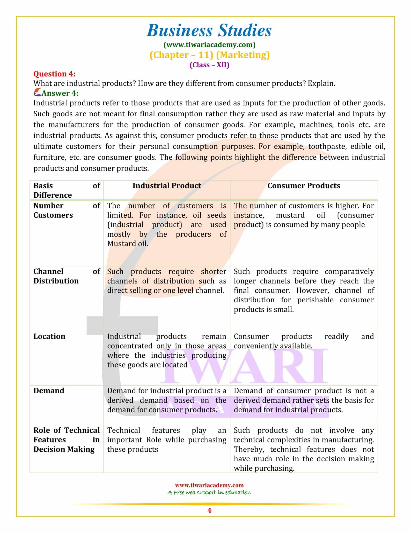 NCERT Solutions for Class 12 Business Studies Chapter 11