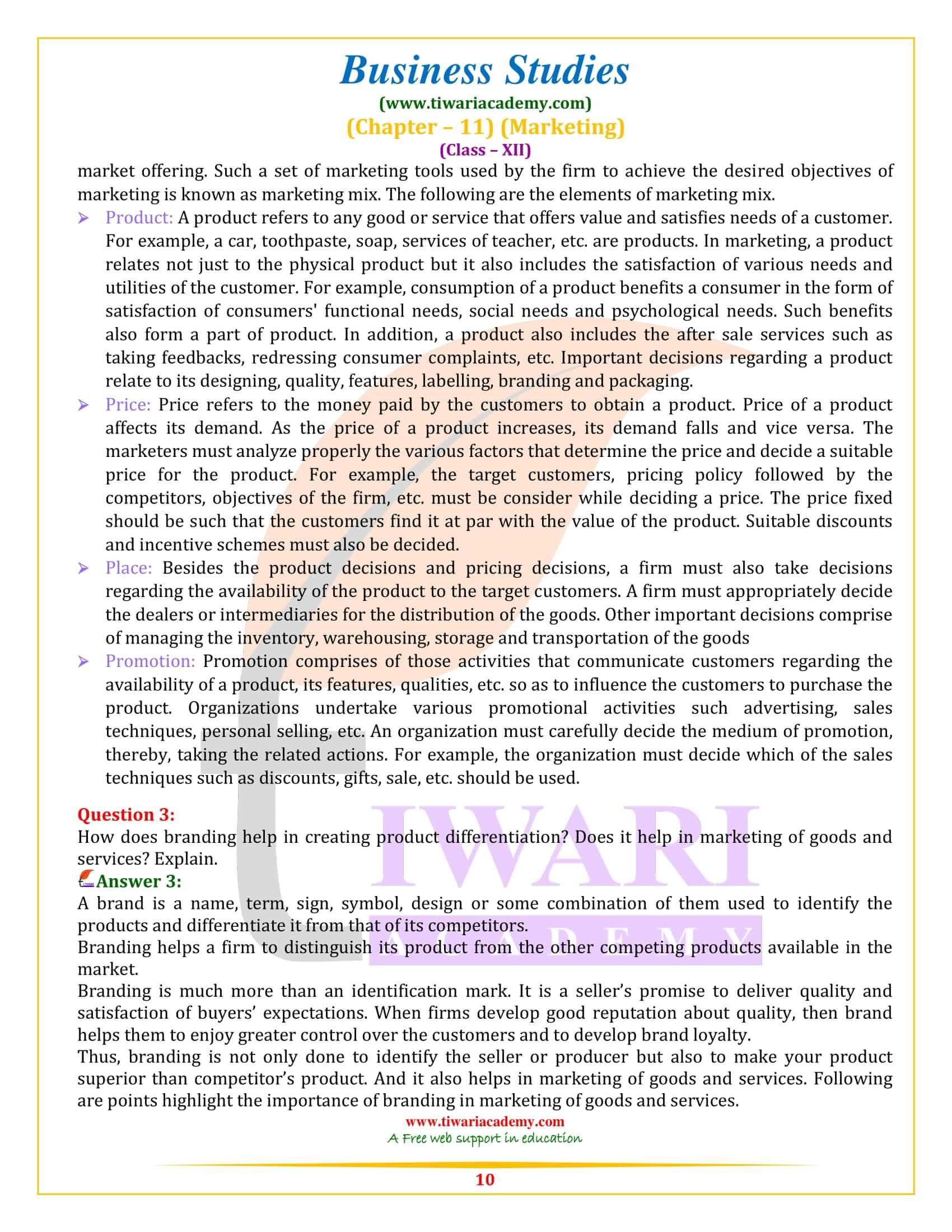 NCERT Solutions for Class 12 Business Studies Chapter 11 updated for new session