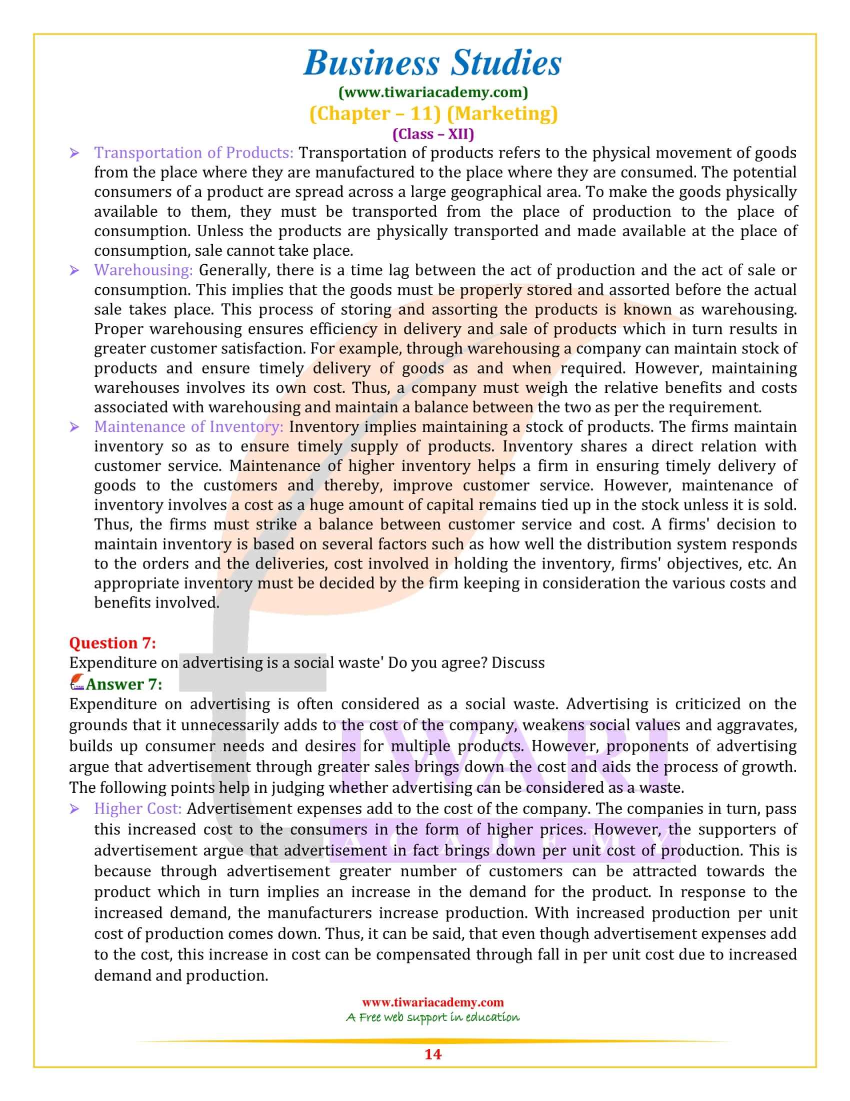 NCERT Solutions for Class 12 Business Studies Chapter 11 very short answer type