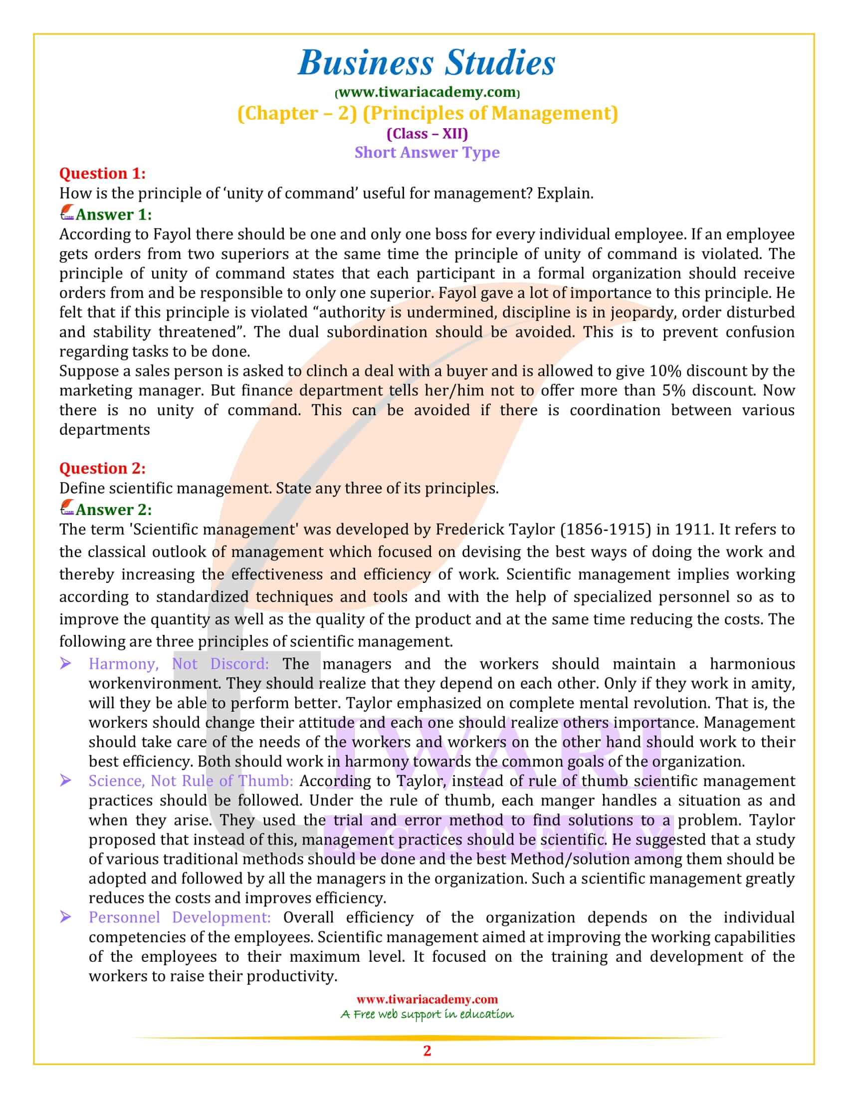 NCERT Solutions for Class 12 Business Studies Chapter 2
