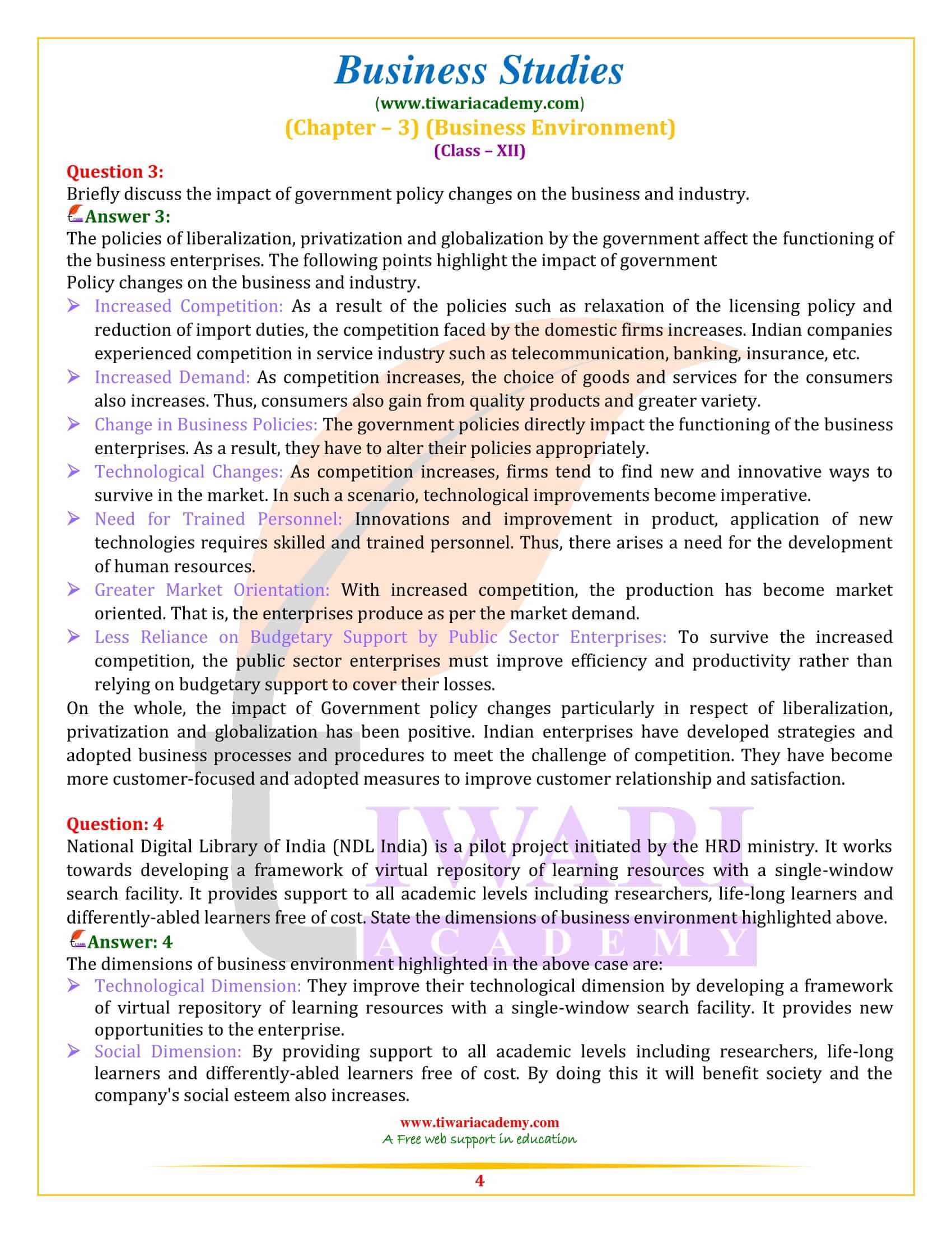 NCERT Solutions for Class 12 Business Studies Chapter 3