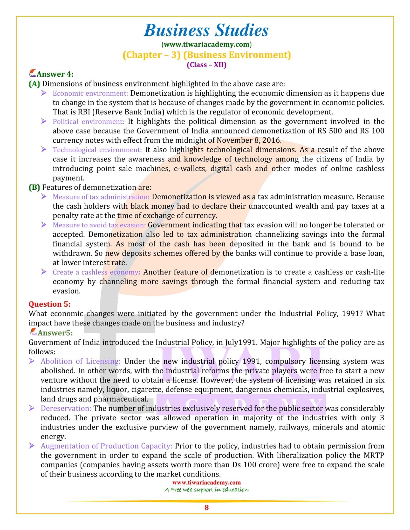 NCERT Solutions for Class 12 Business Studies Chapter 3 all answers