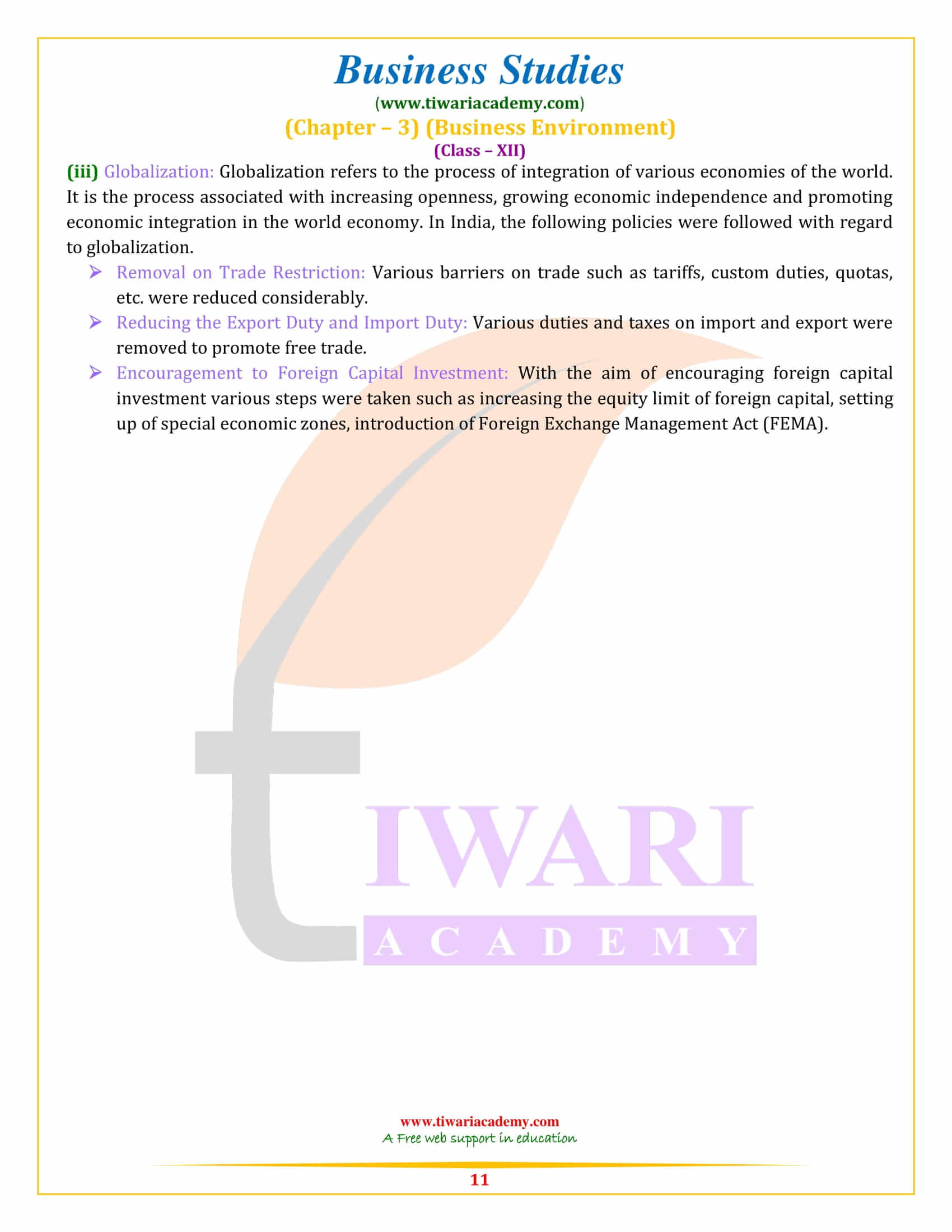 Class 12 Business Studies Chapter 3 Question answers