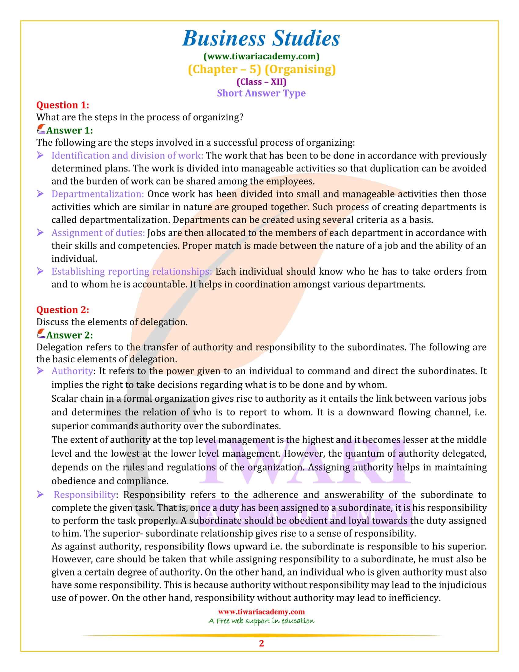 NCERT Solutions for Class 12 Business Studies Chapter 5