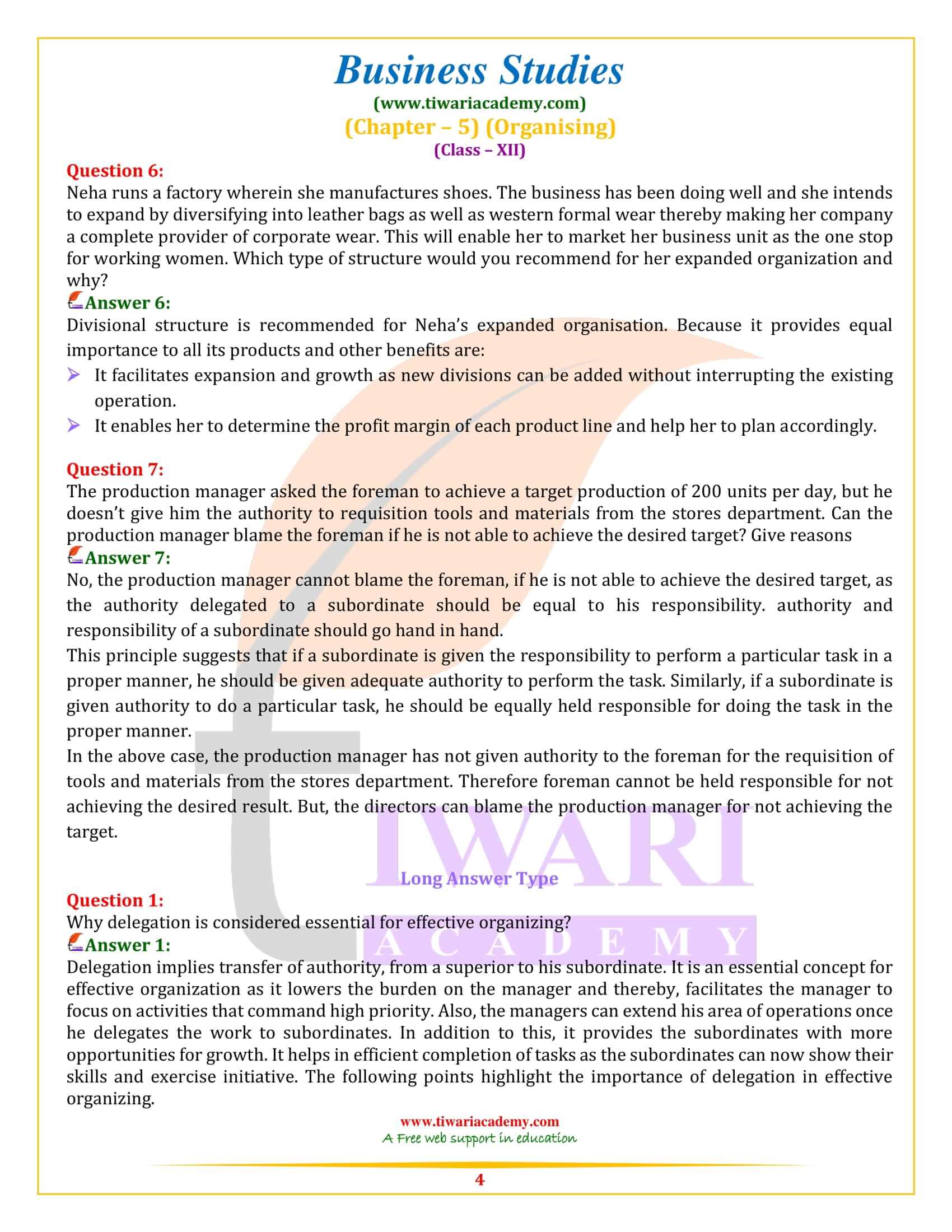 NCERT Solutions for Class 12 Business Studies Chapter 5 in PDF