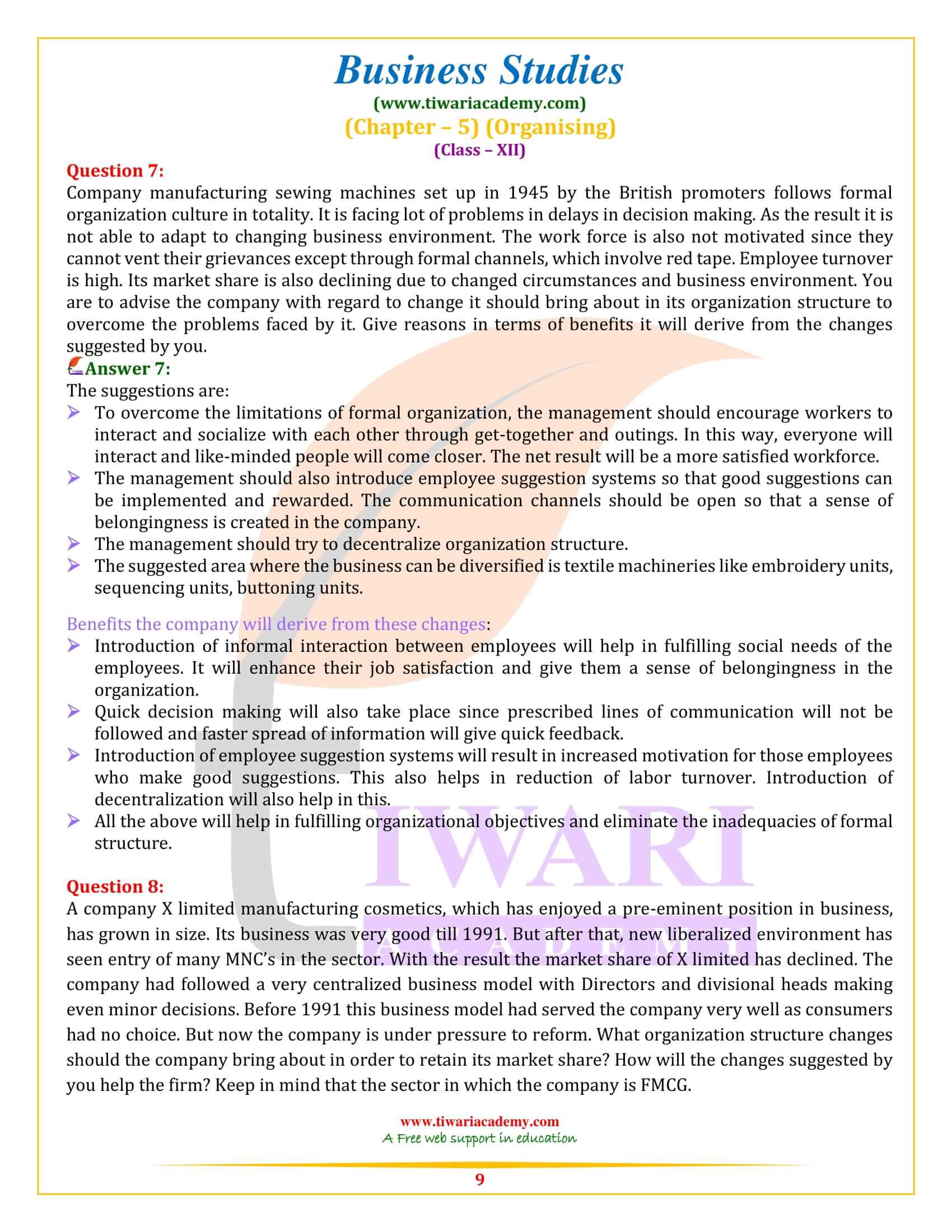 Class 12 Business Studies Chapter 5 Solutions