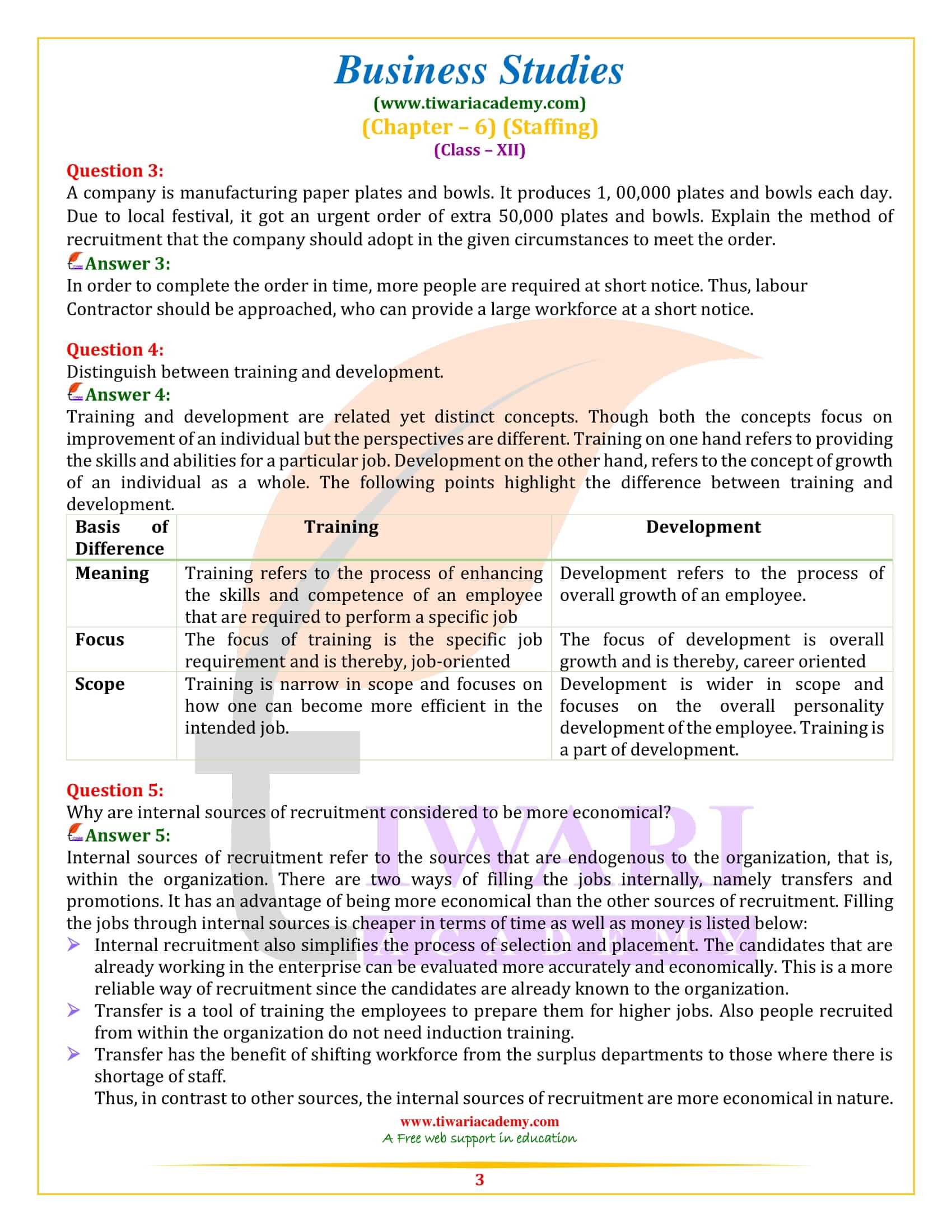 NCERT Solutions for Class 12 Business Studies Chapter 6 in PDF