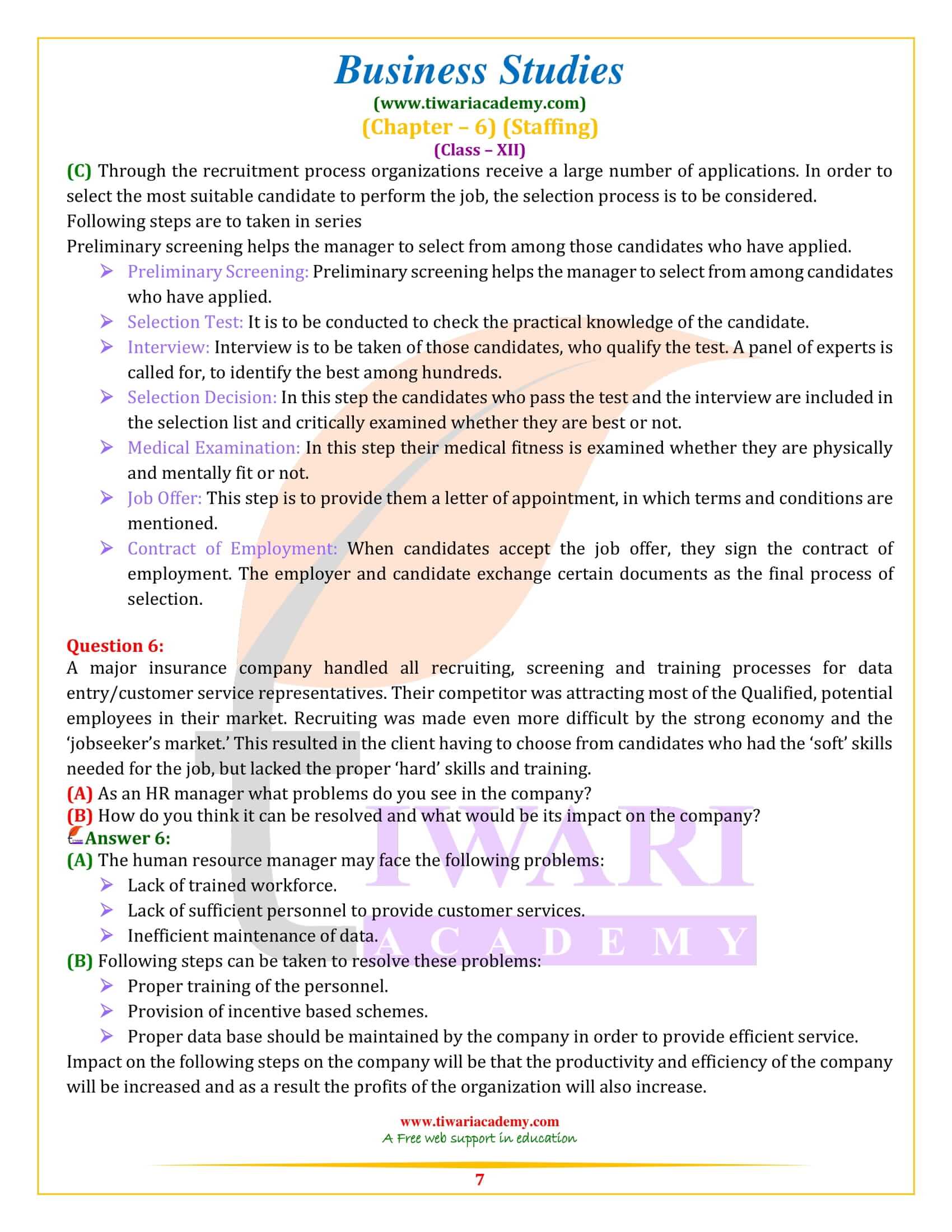 NCERT Solutions for Class 12 Business Studies Chapter 6 short answer type