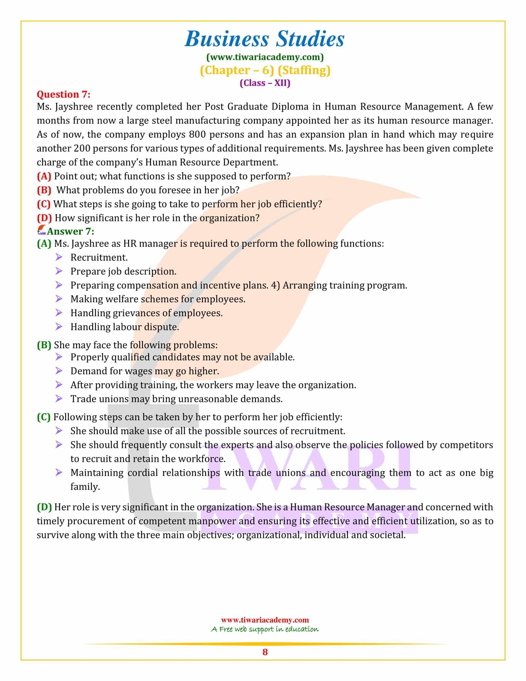 NCERT Solutions for Class 12 Business Studies Chapter 6 long answer type