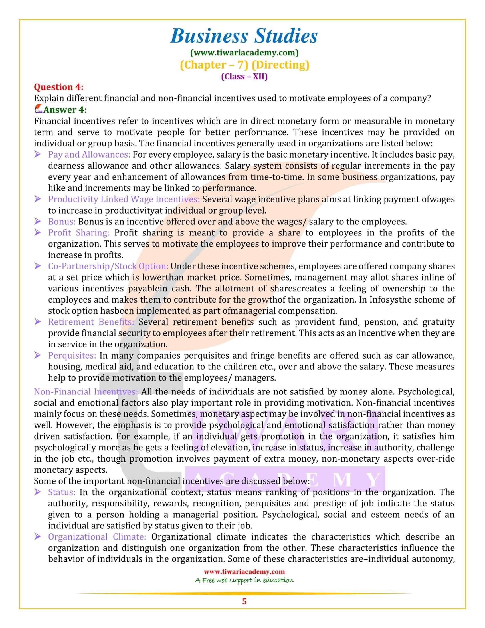 NCERT Solutions for Class 12 Business Studies Chapter 7 English Medium