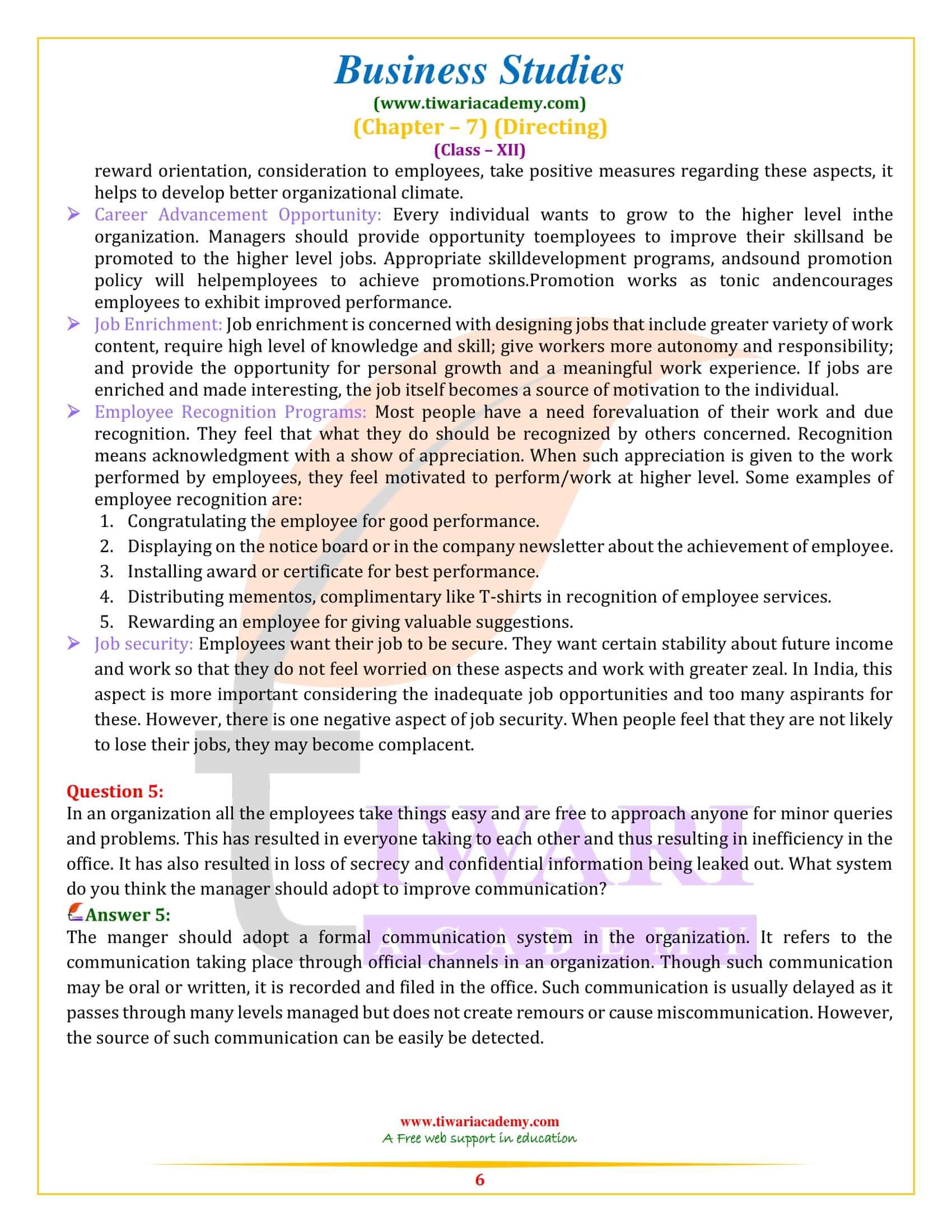 NCERT Solutions for Class 12 Business Studies Chapter 7 short and long questions