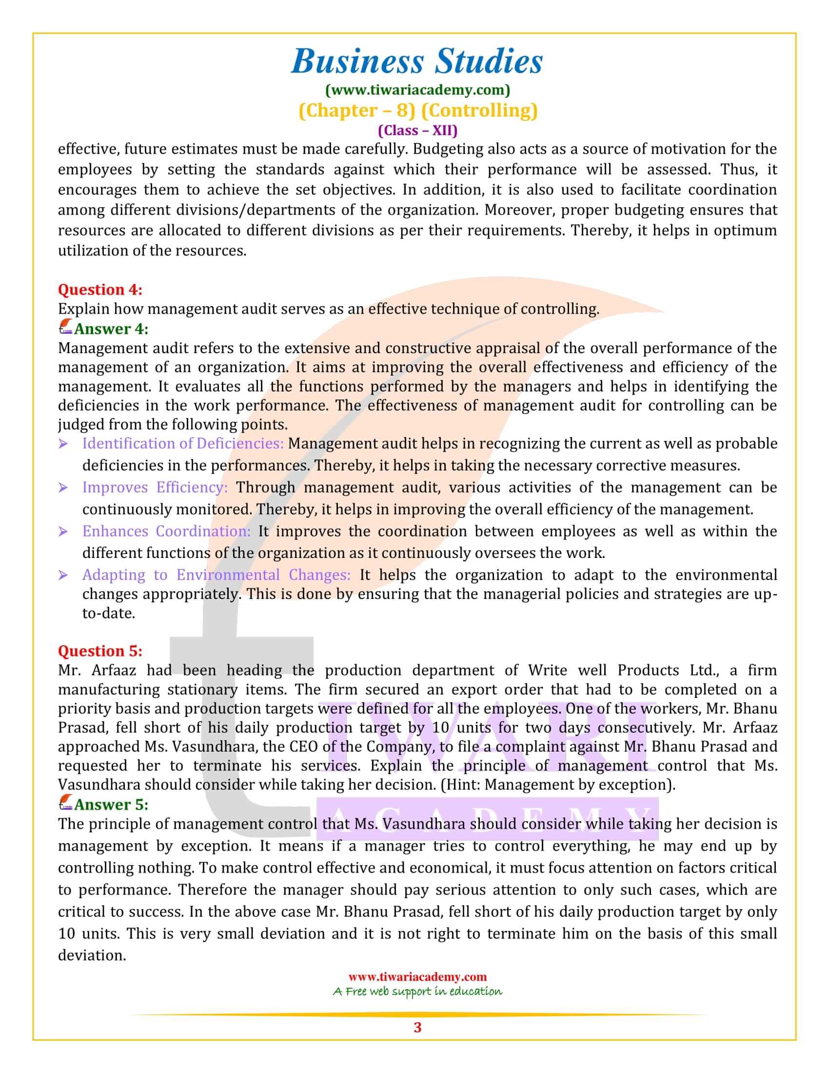 NCERT Solutions for Class 12 Business Studies Chapter 8 in English Medium
