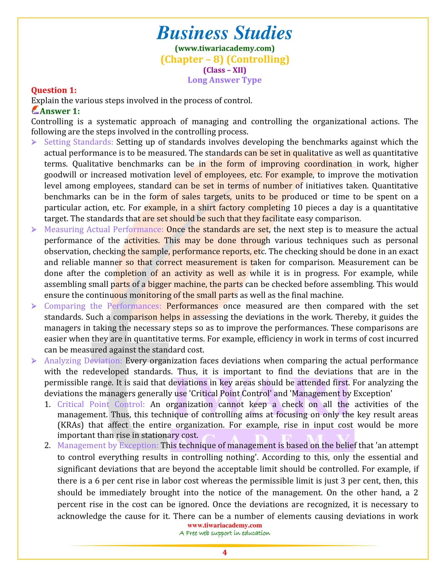 NCERT Solutions for Class 12 Business Studies Chapter 8 in PDF