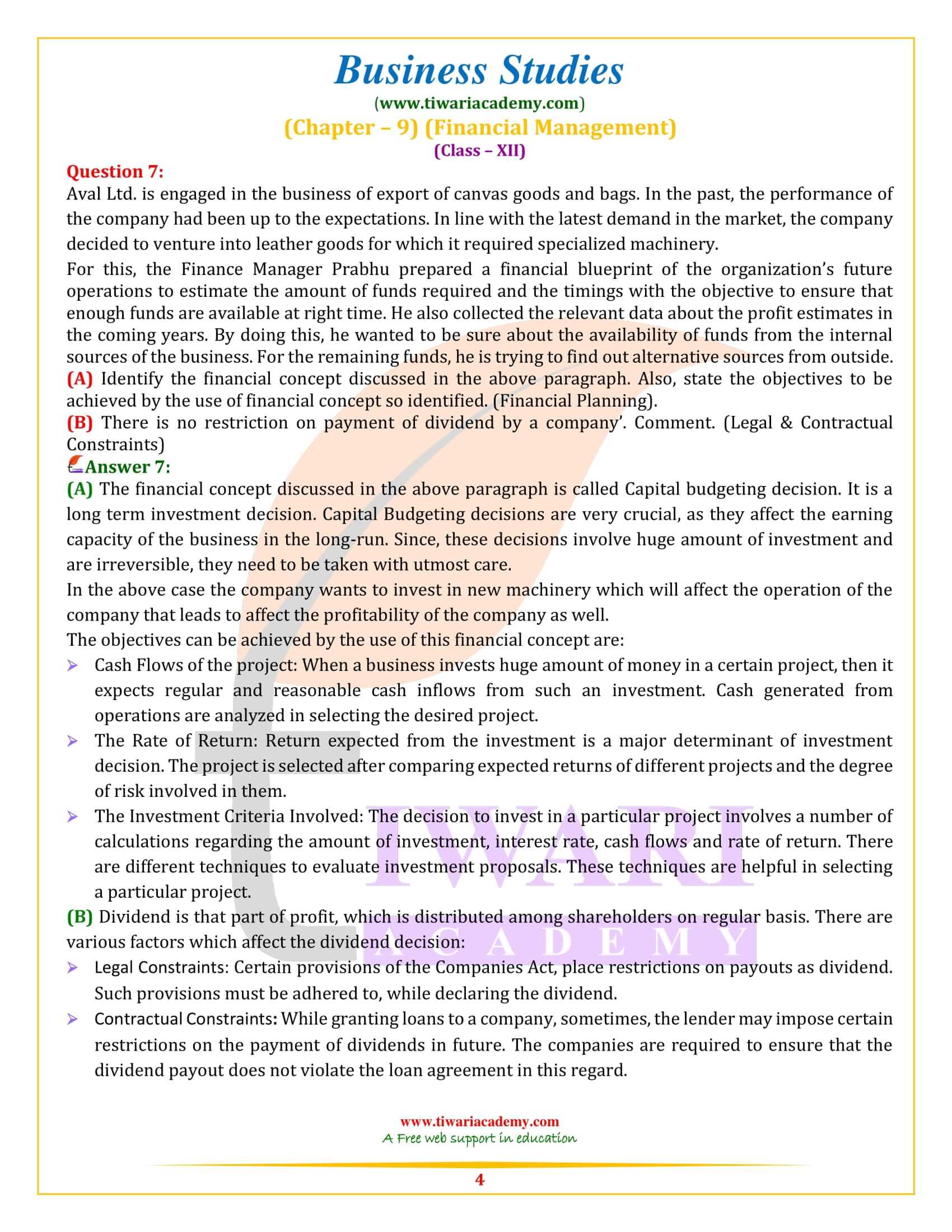 class 12 business studies case study based questions