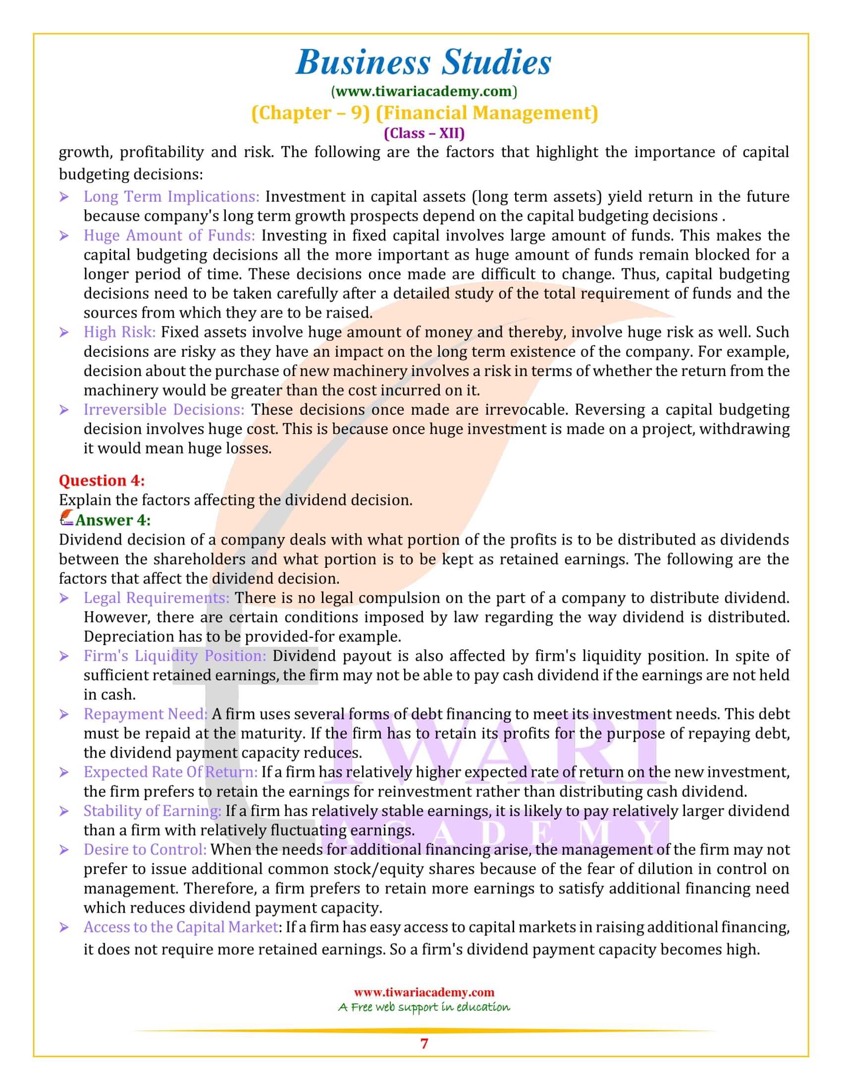 NCERT Solutions for Class 12 Business Studies Chapter 9 free download
