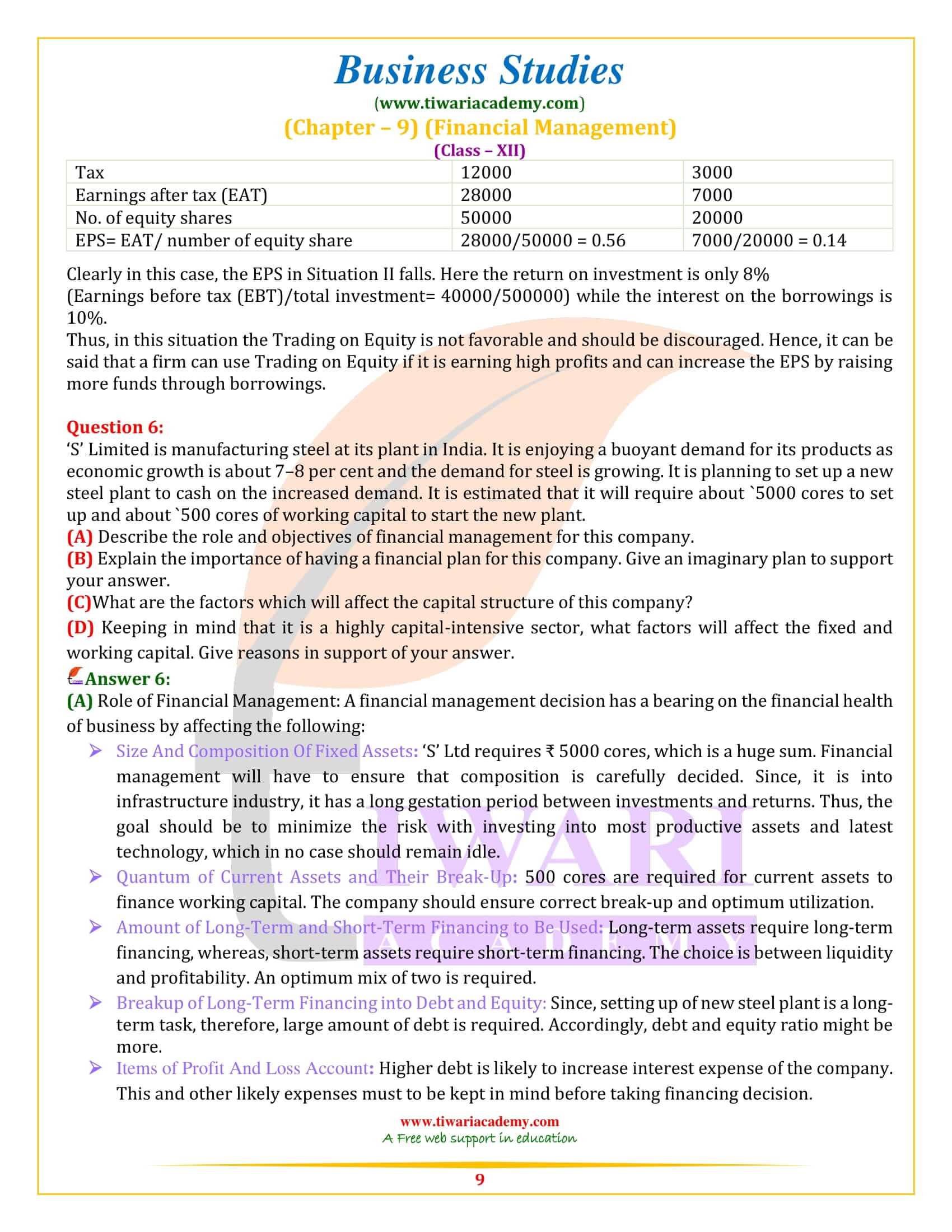 Class 12 Business Studies Chapter 9