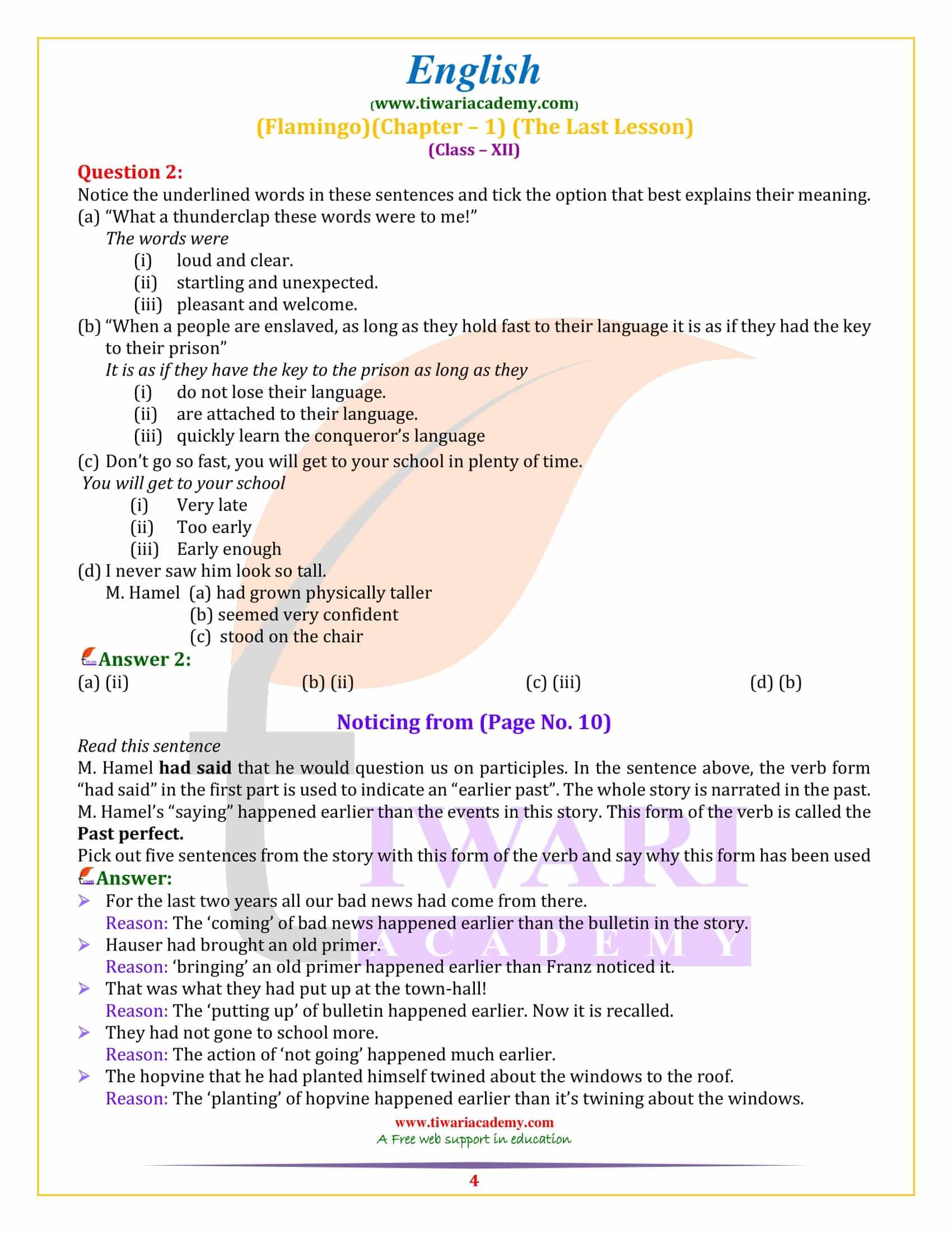 NCERT Solutions for Class 12 English Flamingo Chapter 1