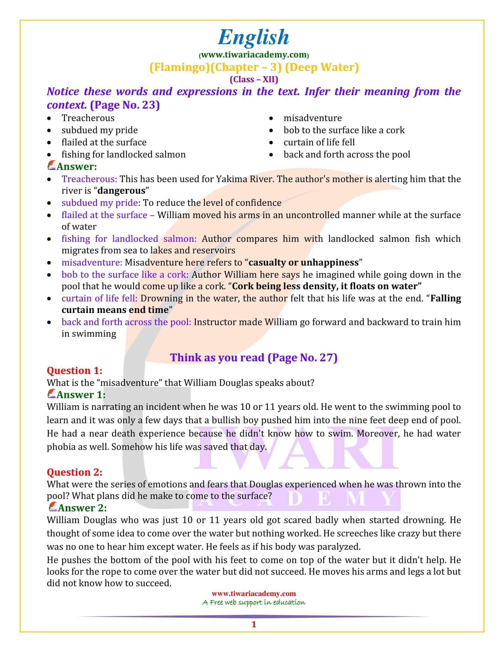 Class 12 English Chapter 3 NCERT Solutions