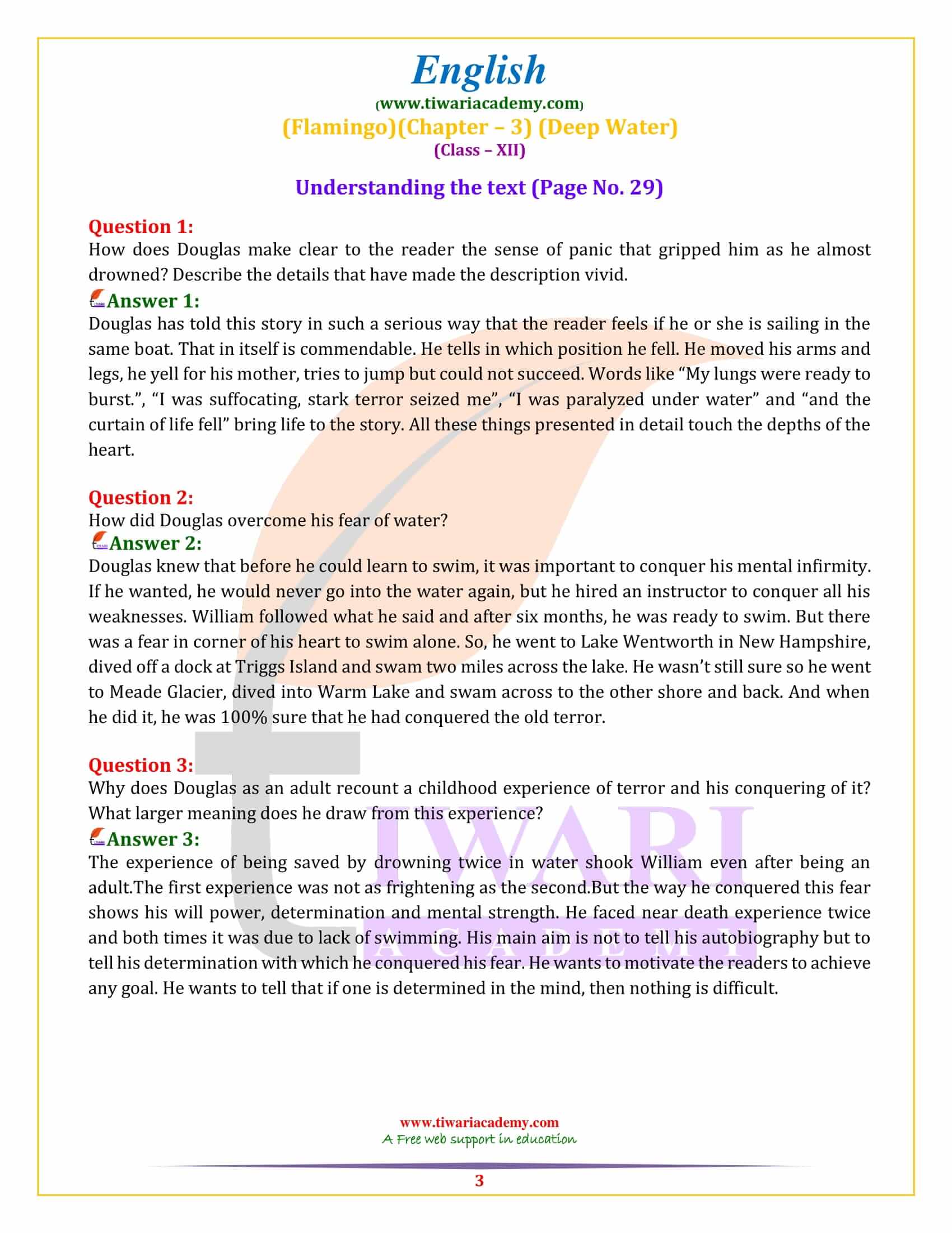 NCERT Solutions for Class 12 English Chapter 3