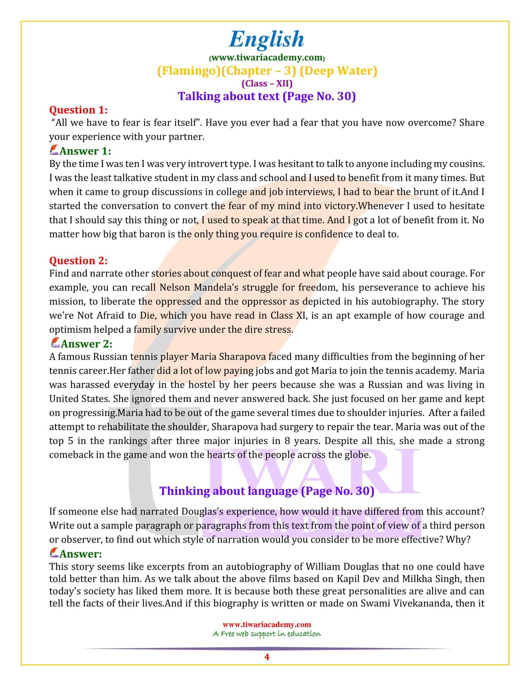 NCERT Solutions for Class 12 English Flamingo Chapter 3