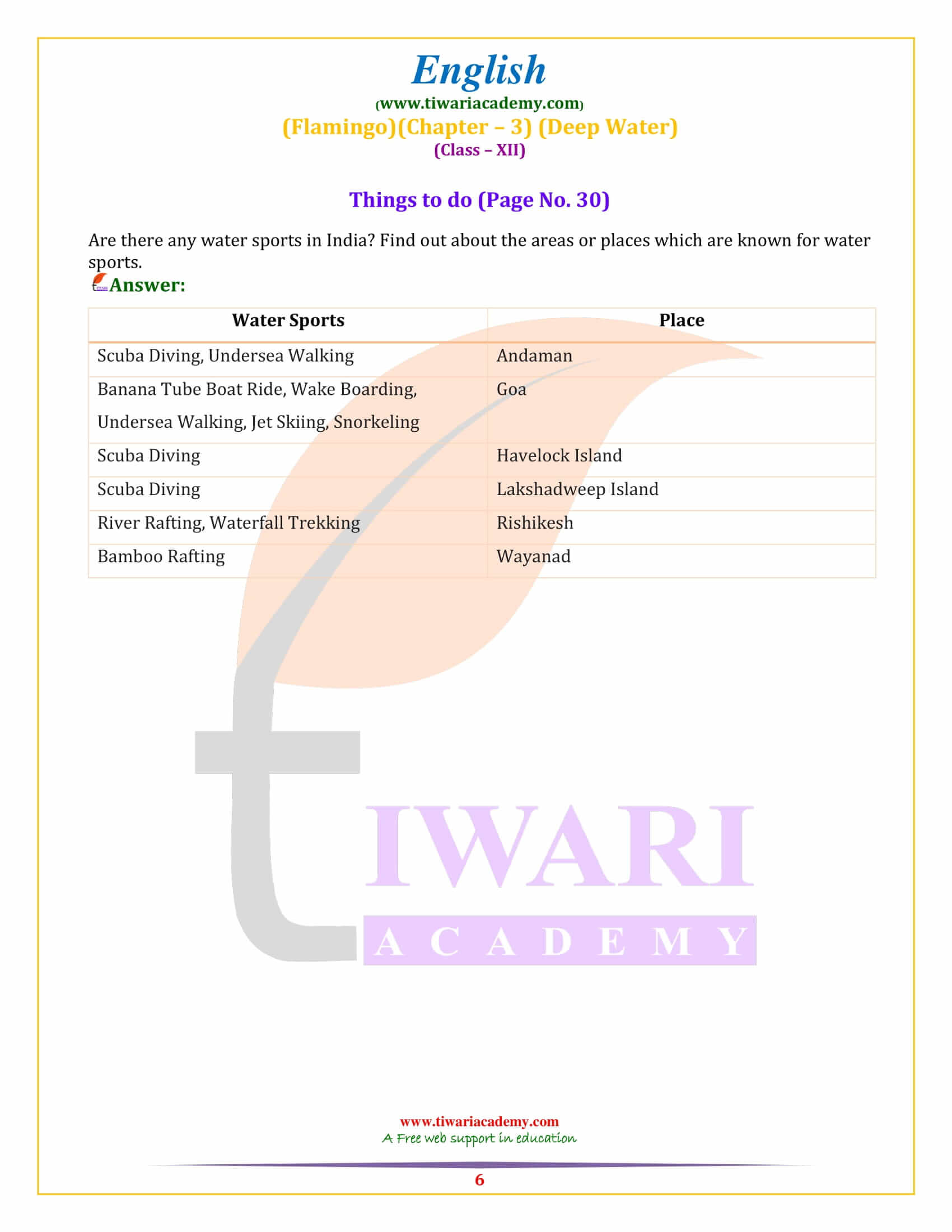 Class 12 English Flamingo Chapter 3 question answers