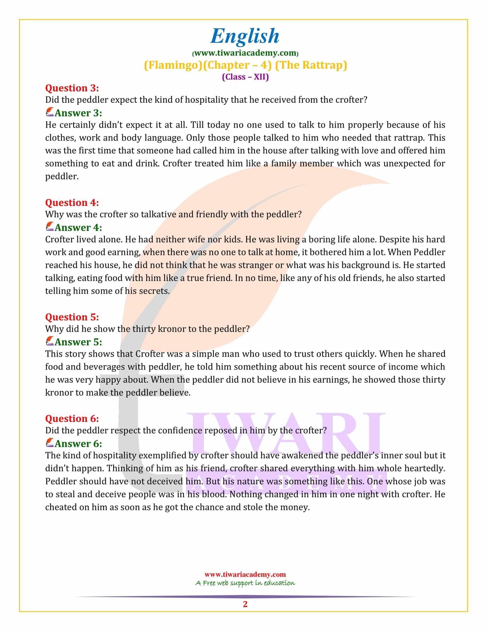NCERT Solutions for Class 12 English Chapter 4 