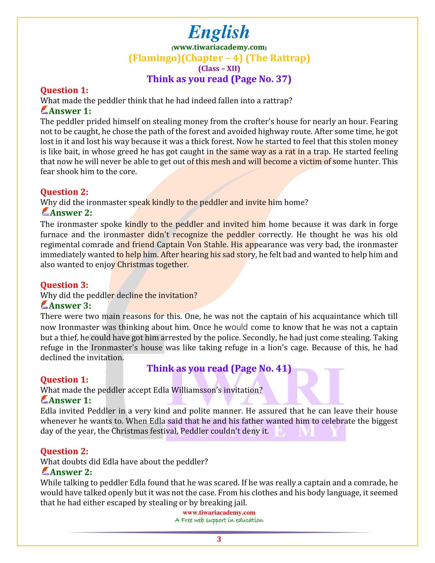 NCERT Solutions for Class 12 English Chapter 4